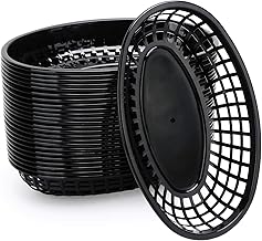 EUSOAR Fast Food Basket, 24pcs 9.4" x 5.9" Fry Plastic Bread Baskets, Oval-Shaped Tray for Fast Food Restaurant Supplies, Deli Serving, Chicken, Burgers, Sandwiches & Fries
