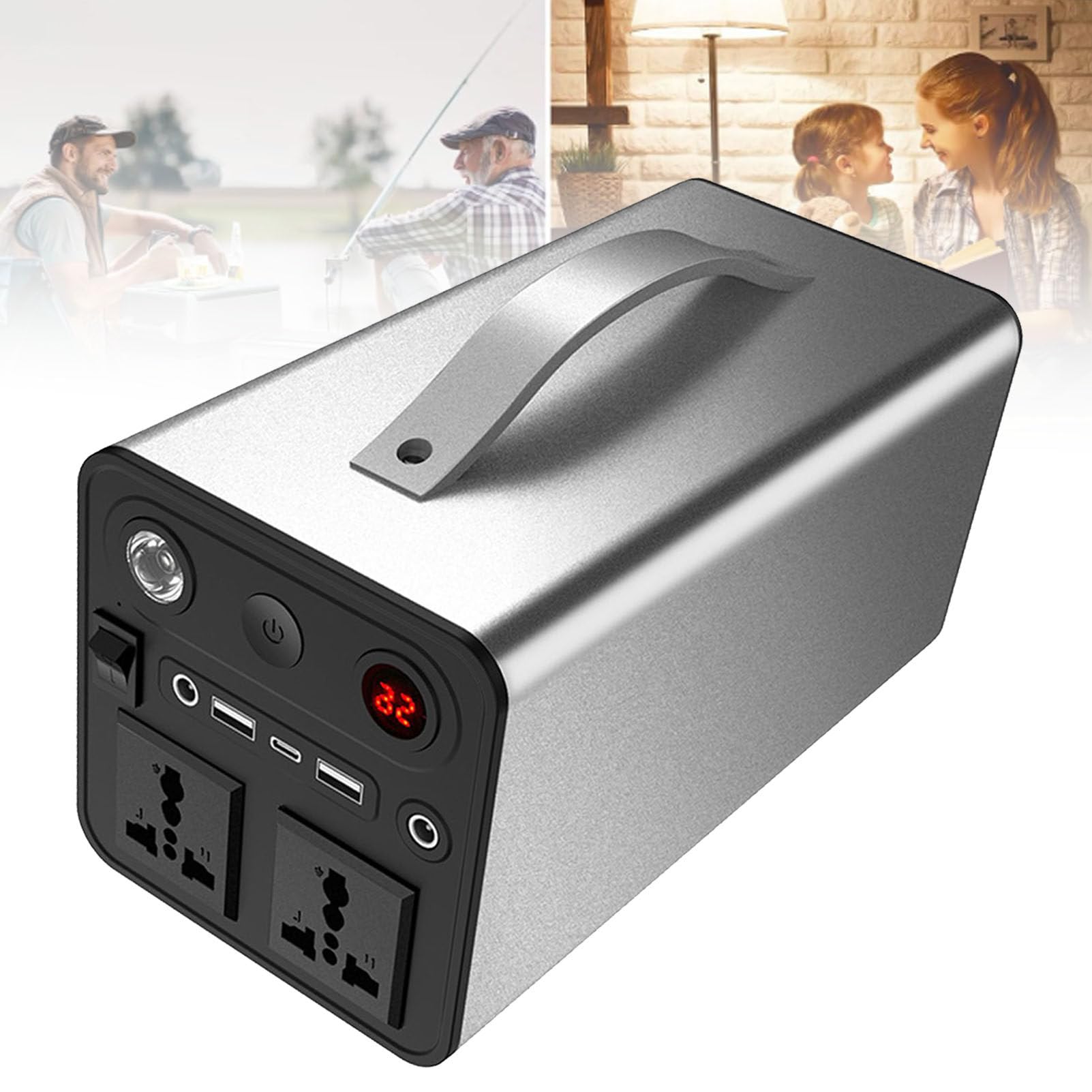 Estación de energía portátil 300W 90000mAh, generador Solar para Camping, Viajes, Pesca, Fuente de alimentación de Emergencia, Salida AC/DC/USB/Tipo C para Exteriores,Silver