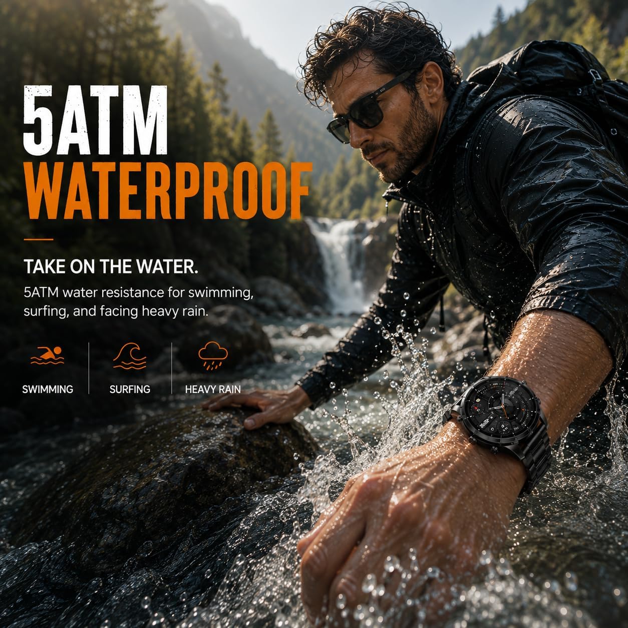 WalkerFit Rugged Smart Watch for Men, Standalone GPS, 1.43" AMOLED, 3 Bands