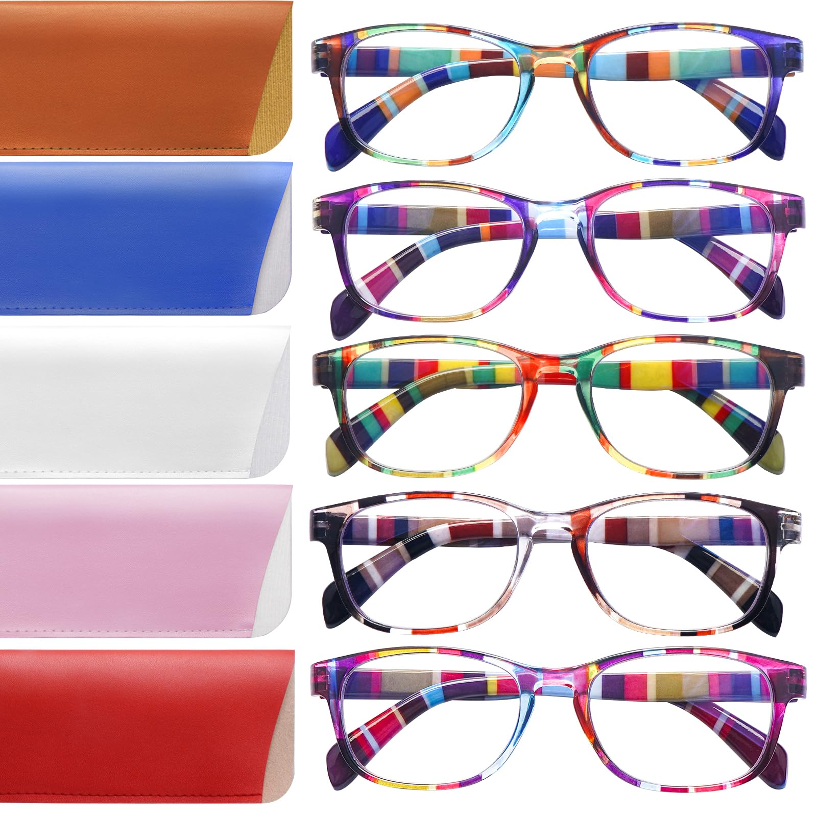 CLASAGA Reading Glasses for Women, Pattern Print Blue Light Blocking Stylish Readers with Spring Hinges
