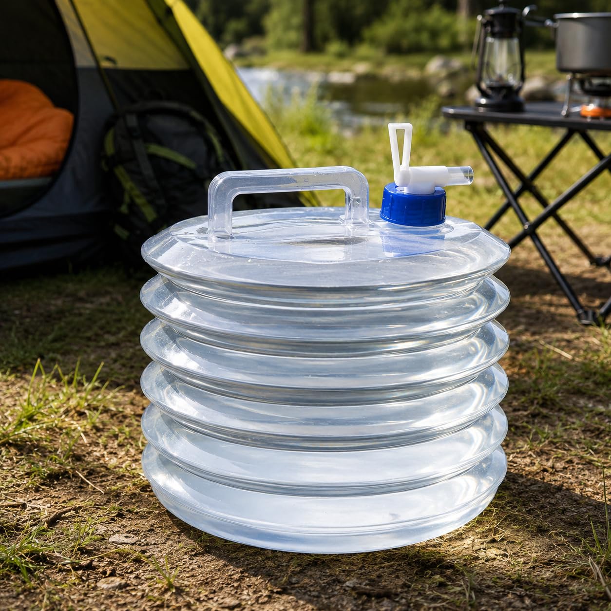 topolenashop Tanica Acqua Pieghevole 10L con Rubinetto Integrato, Contenitore Acqua da Campeggio Salvaspazio con Maniglia per Camper, Picnic, Viaggi e Uso Esterno