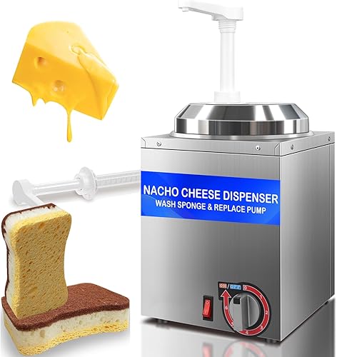 Dispensador calentador de queso con bomba, calentador de queso nacho con capacidad de 2.8 cuartos de galón, dispensador eléctrico de dulce de azúcar