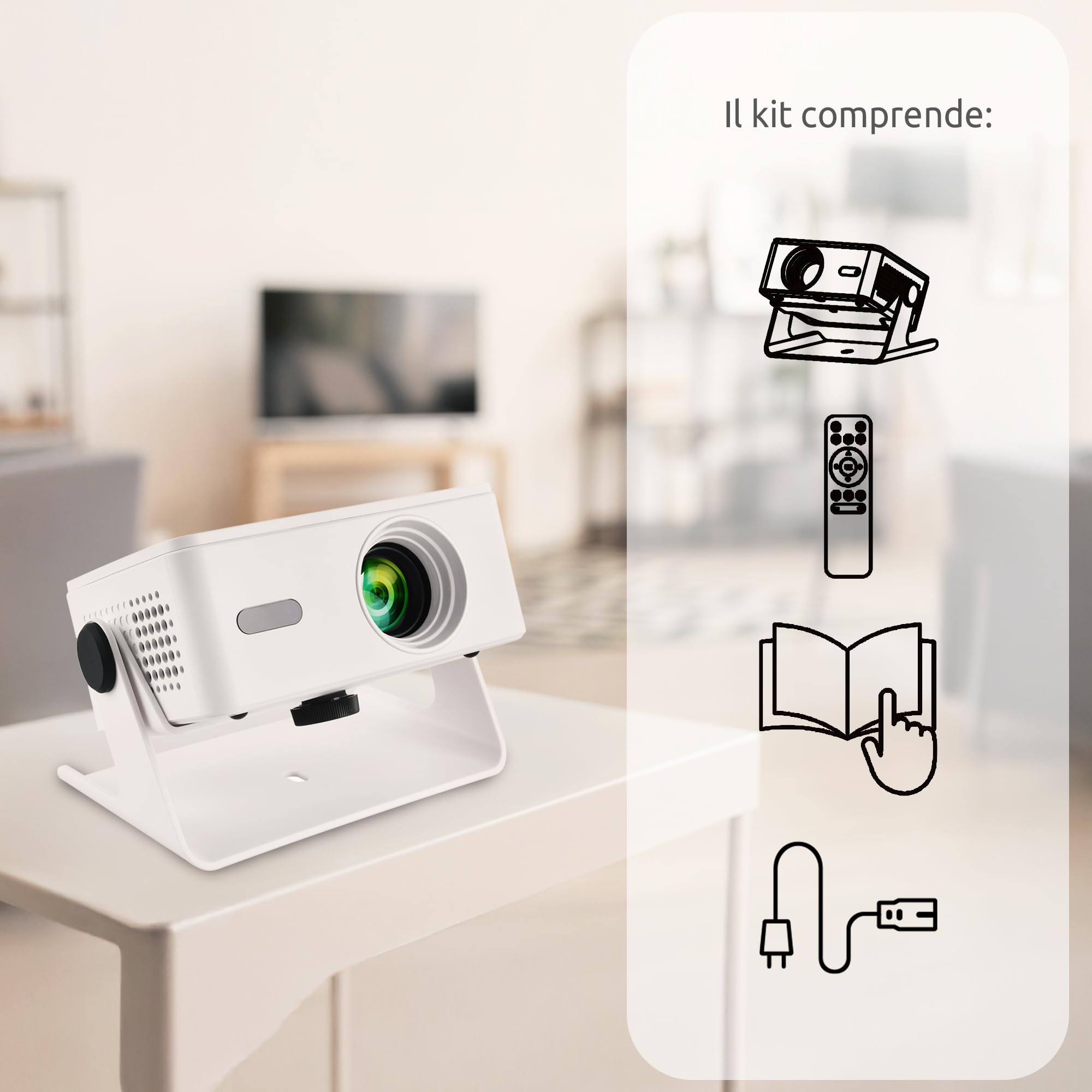 IRRADIO Videoproiettore Smart Full HD 150 ANSI Lumen | Mini Videoproiettore 4K Supporto Full HD 1080P con Android 13 e Auto Focus - Accesso diretto all'App Streaming e WiFi Dual Band