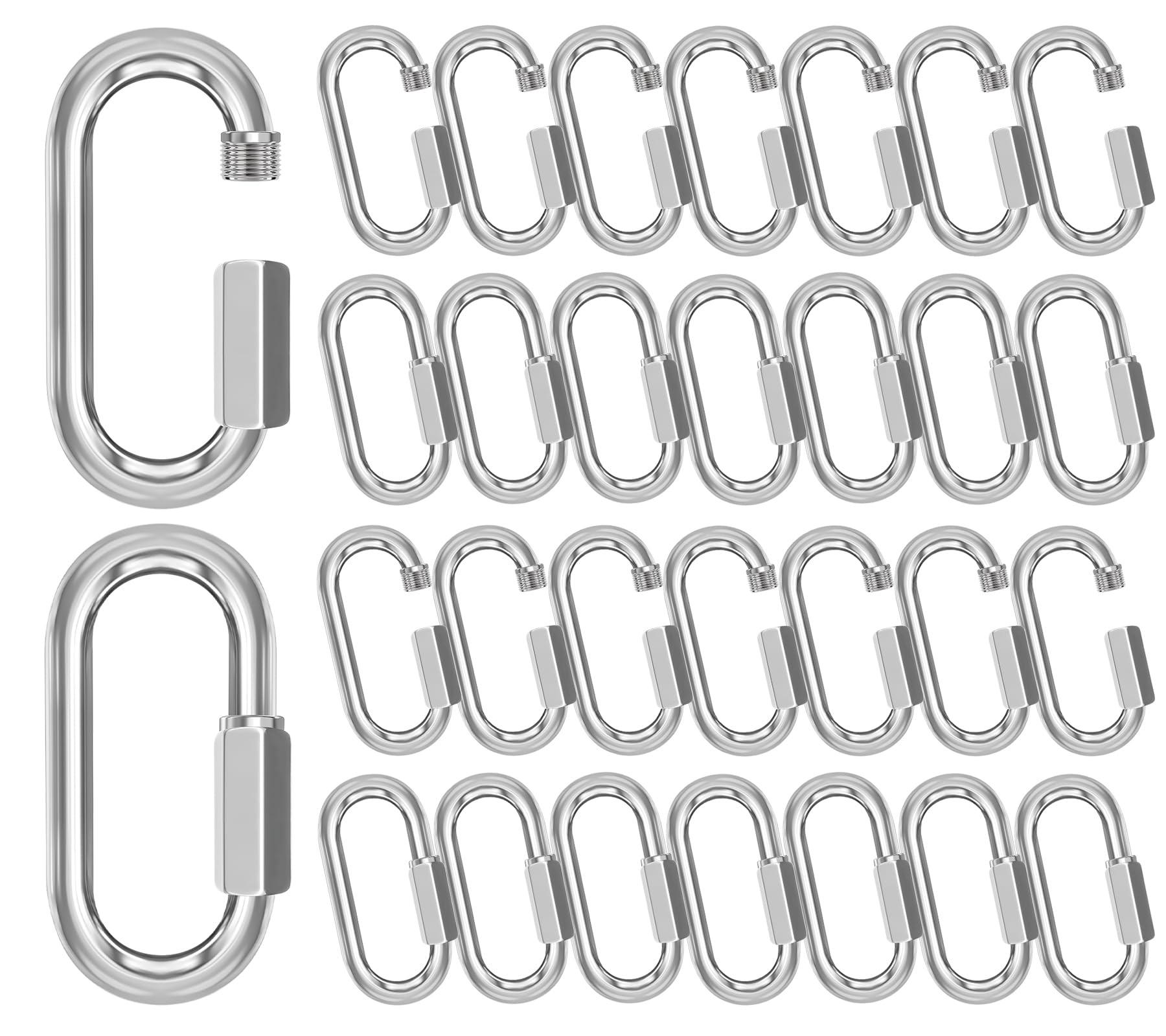 M3,5–30 Stück Schnellverbindungs-Kettenverbinder, 0,3 cm verzinkte Kettenverriegelung, Karabinerhaken, 81,6 kg, robustes Gewinde, Schnellverbindungs-Clips, Twist-ovaler Schlüsselanhänger