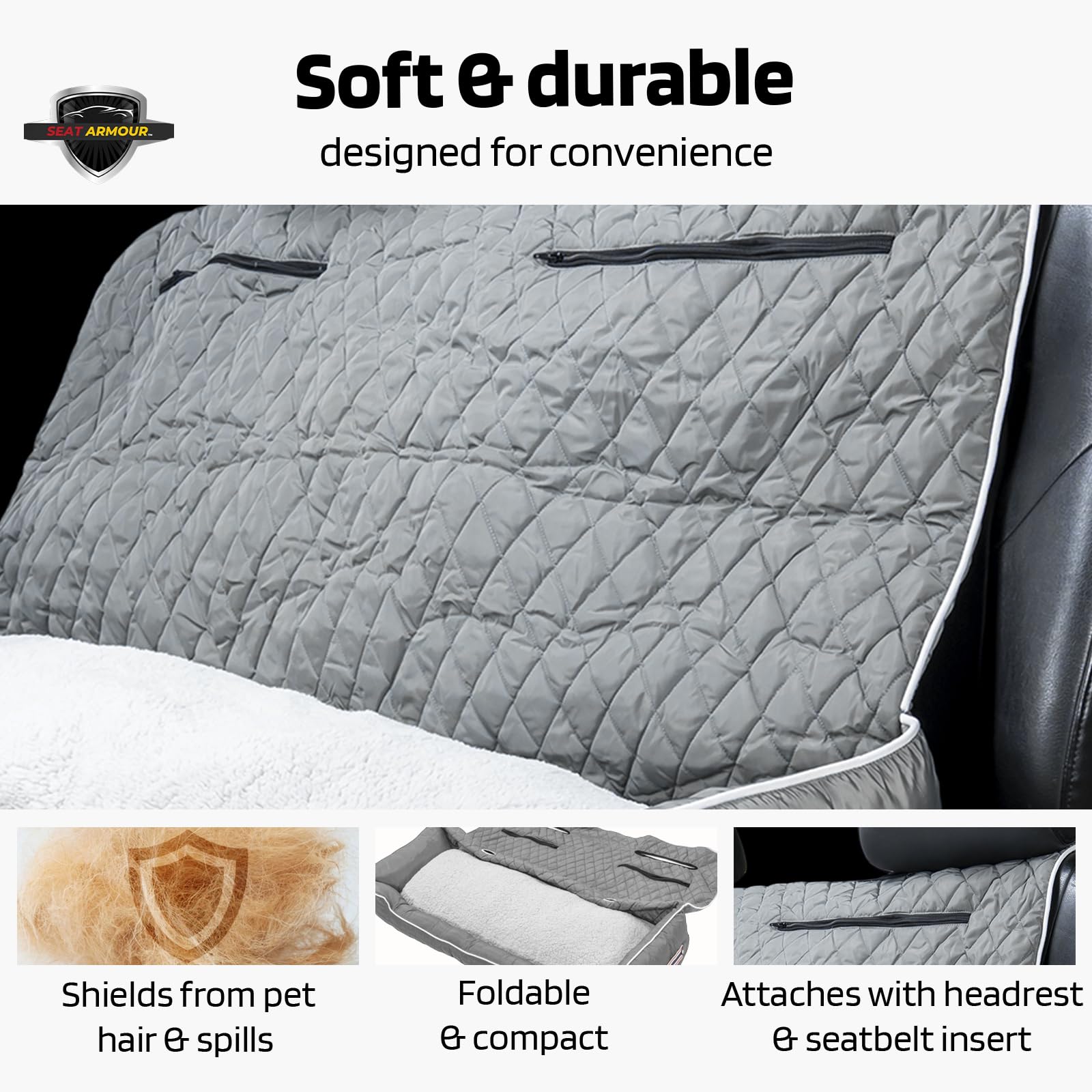 PETBED2GO Auto-Hundebett Für Den Sitz – Schützt Den Innenraum, Waschbar, Größe L (52x20x7 Cm), Schwarz/Chevrolet-Design