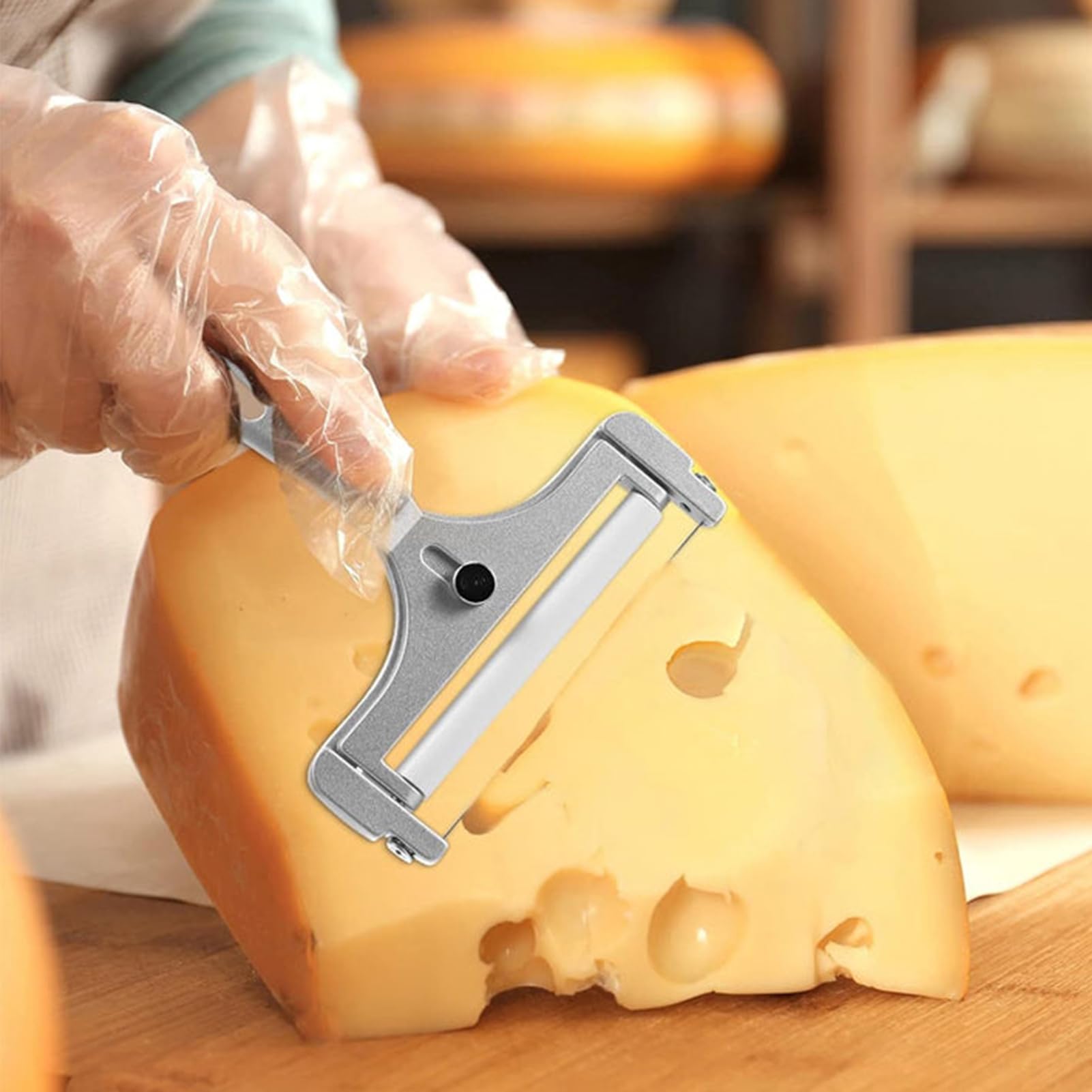 Stainless Steel Slicer for Precise Cheese Cubes - Wire Cheese Cutter – Heavy Duty Adjustable Thickness Shaving Tool for Brie, Gouda, Cheddar, Handheld Cheese Blade for Home Use, Snacks, and Parties