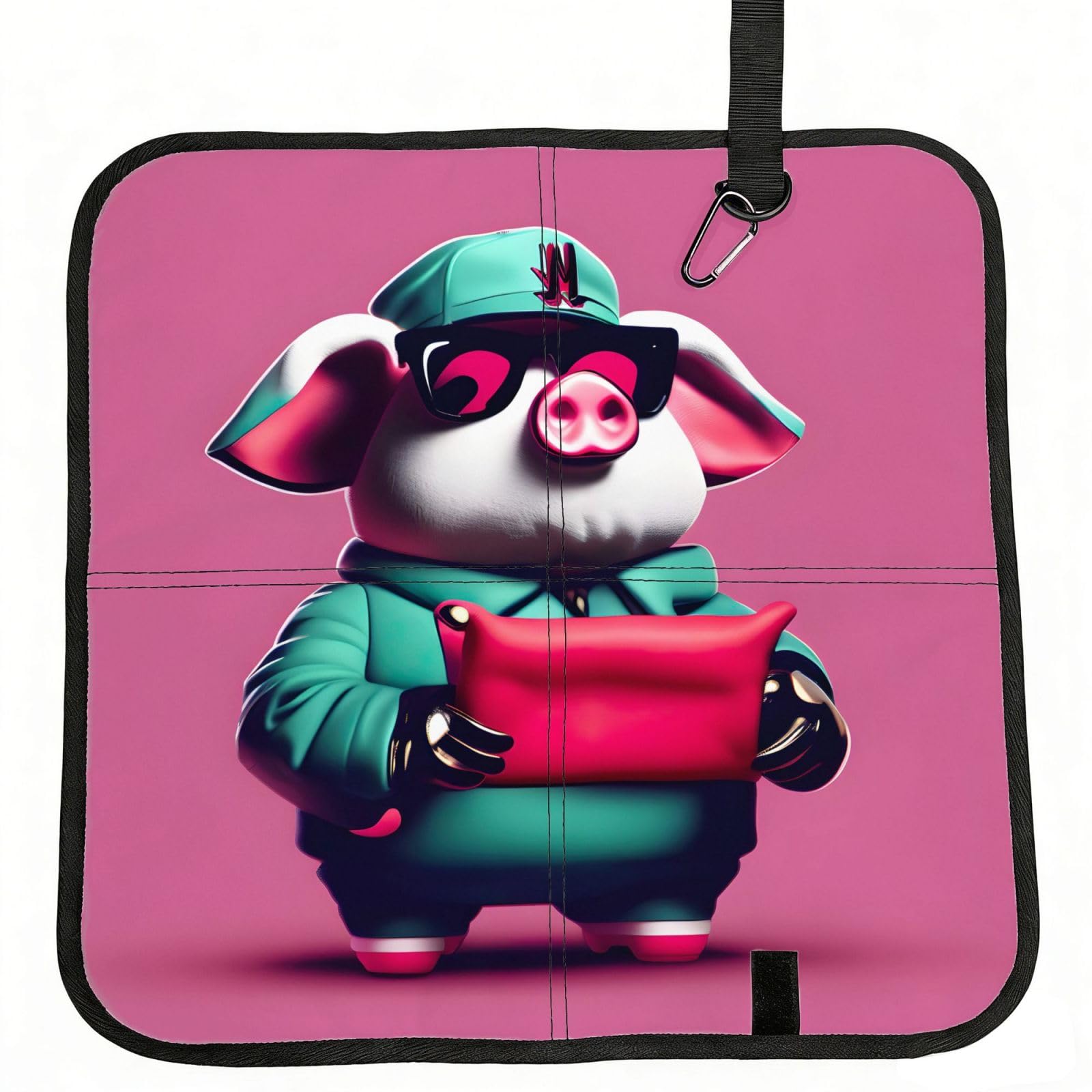 eeprty piggy Printed Portable Seat Cushion Strap, Foldable Pad for Stadium Bleachers Hiking Travel