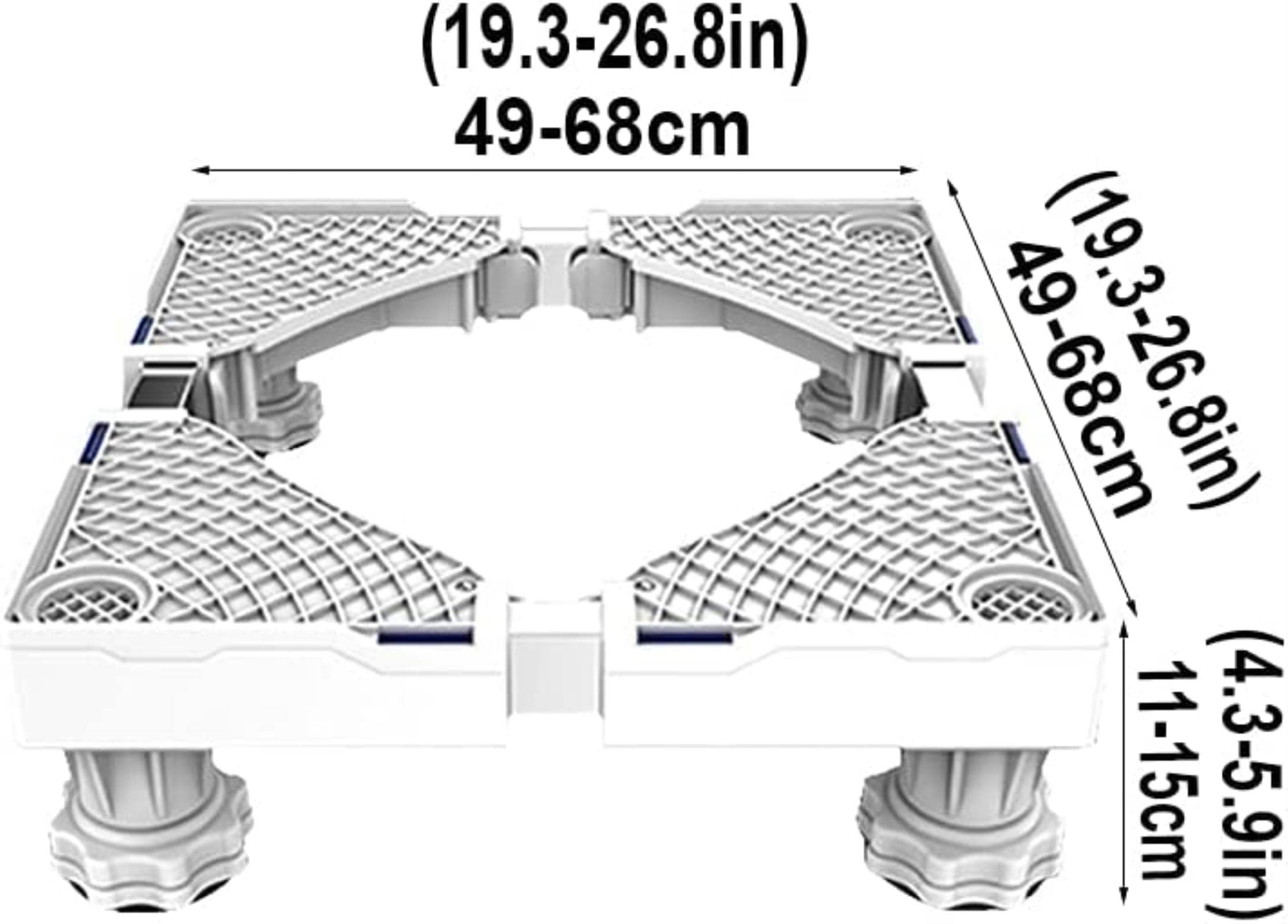 Base De Soporte para Lavadora Base De Soporte para Refrigerador Y Lavadora Antivibración Longitud/Ancho Ajustables 49-68 Cm Base De Soporte para Refrigerador Y Congelado,4 Legs