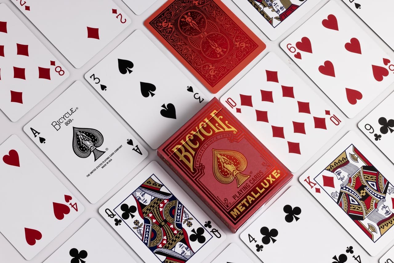Bicycle Metalluxe Playing Card Deck Holiday Pack - Red, Gold, Green Premium Metalluxe Decks - Premium Metal Foil Finish Poker Size Packs of Cards