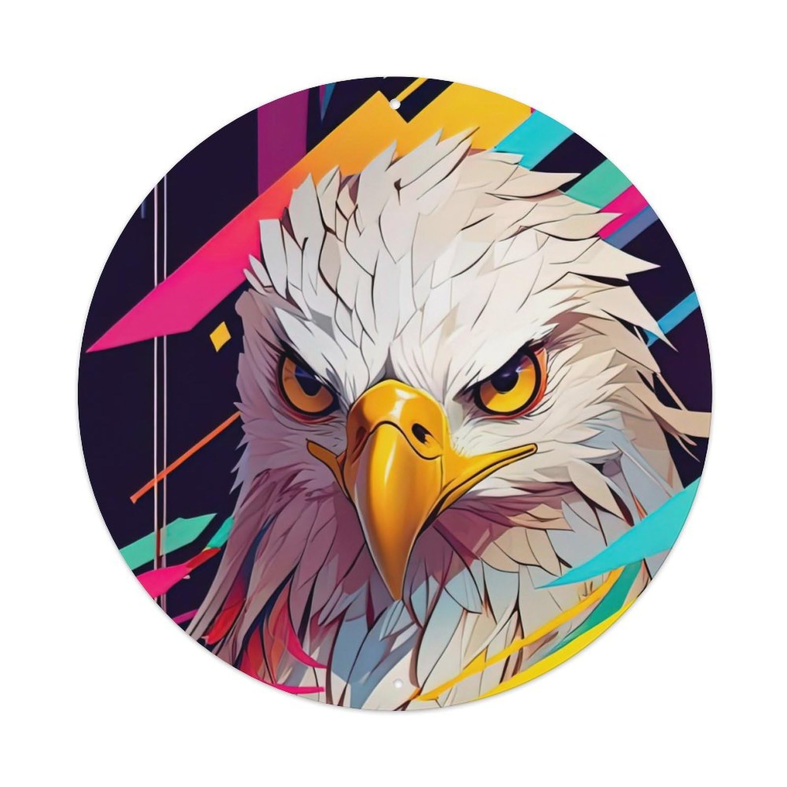 Cwbufd Vintage Style Animal Bald Eagle Bold Colorful Vintage Metal Tin Sign Plaque Wall Decor For Cafe, Club Bar, Office, Garden Metal Poster 8X8inch