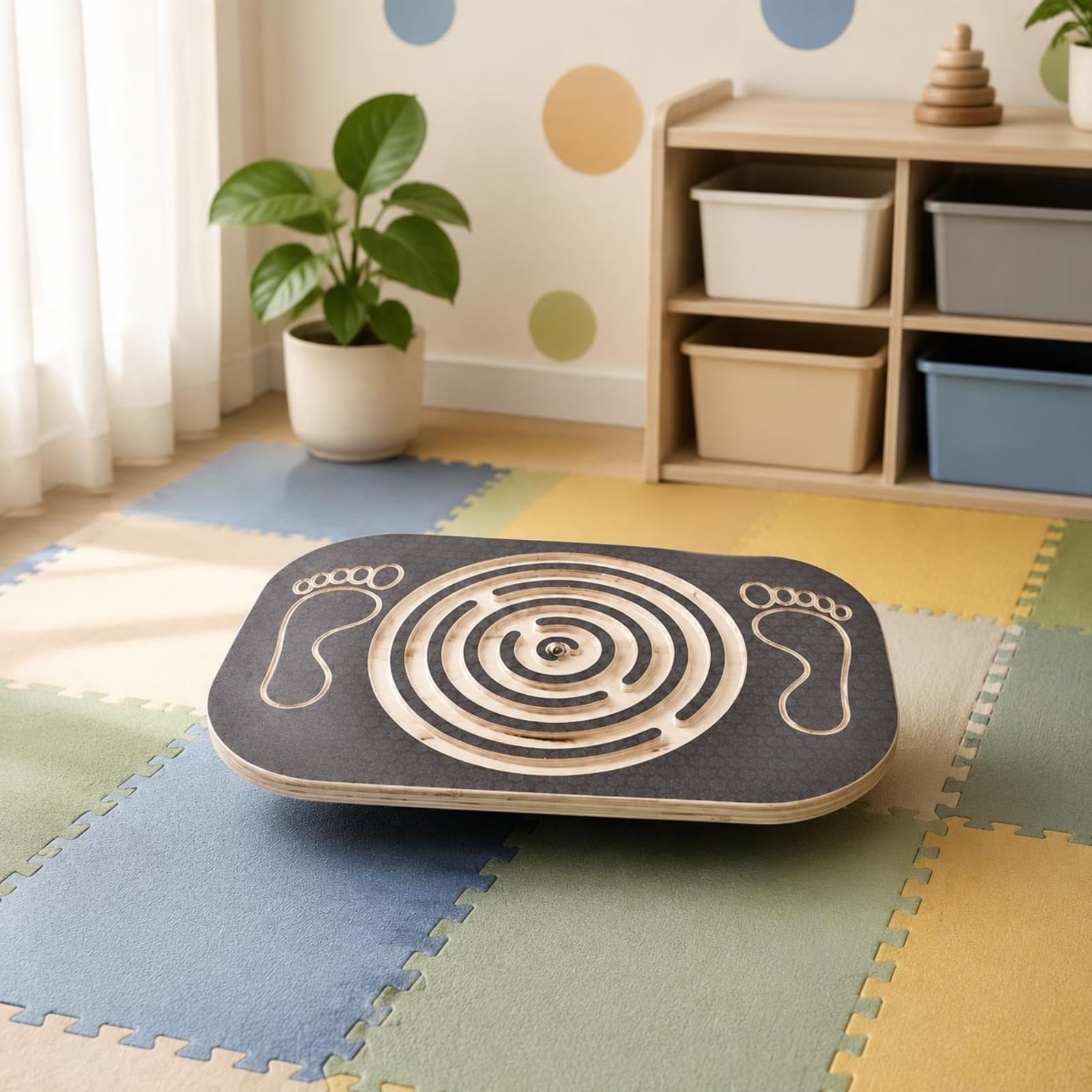 Tablero de Equilibrio Infantil Tabla Ejercicio Infantil Balancín Creativo Postura Juego Movimiento Madera Compacto Apto para Juego Desarrollo Corporal Infantil en el Hogar