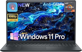 Dell Inspiron 15 3535 Touchscreen Business Laptop - AMD Ryzen 7 7730U Processor (8 Cores), 15.6" Anti Glare FHD Display, 16GB RAM, 1TB SSD, Numeric Keypad, Webcam, Win 11 Pro