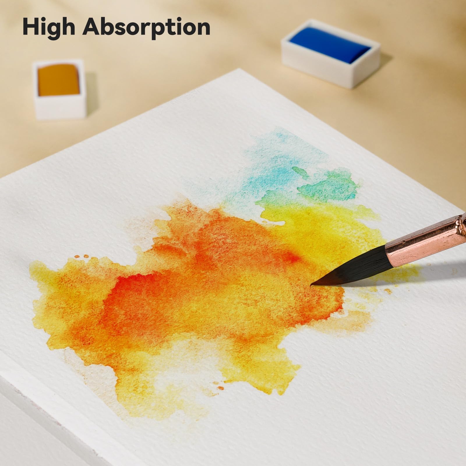 Arrtx Watercolor Sketchbook, 8.27x5.98'', 140 LB, 300 GSM, 100% Cotton Paper, Cold Press, 24 Sheets, Hardcover Watercolor Journal for Use As Travel Notebook for Artists Adults Students image 7