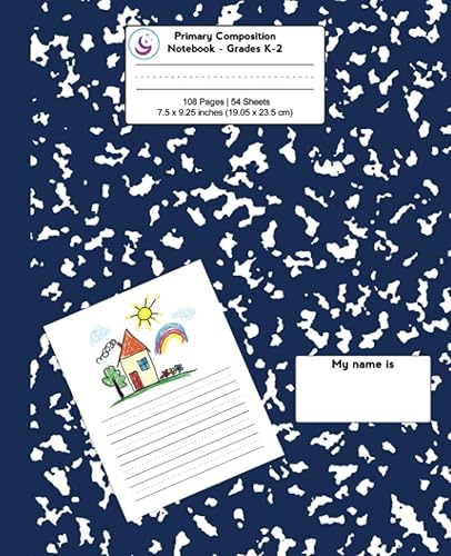 Primary Composition Notebook Navy Blue Marble, Grades K-2 Kindergarten Writing Journal