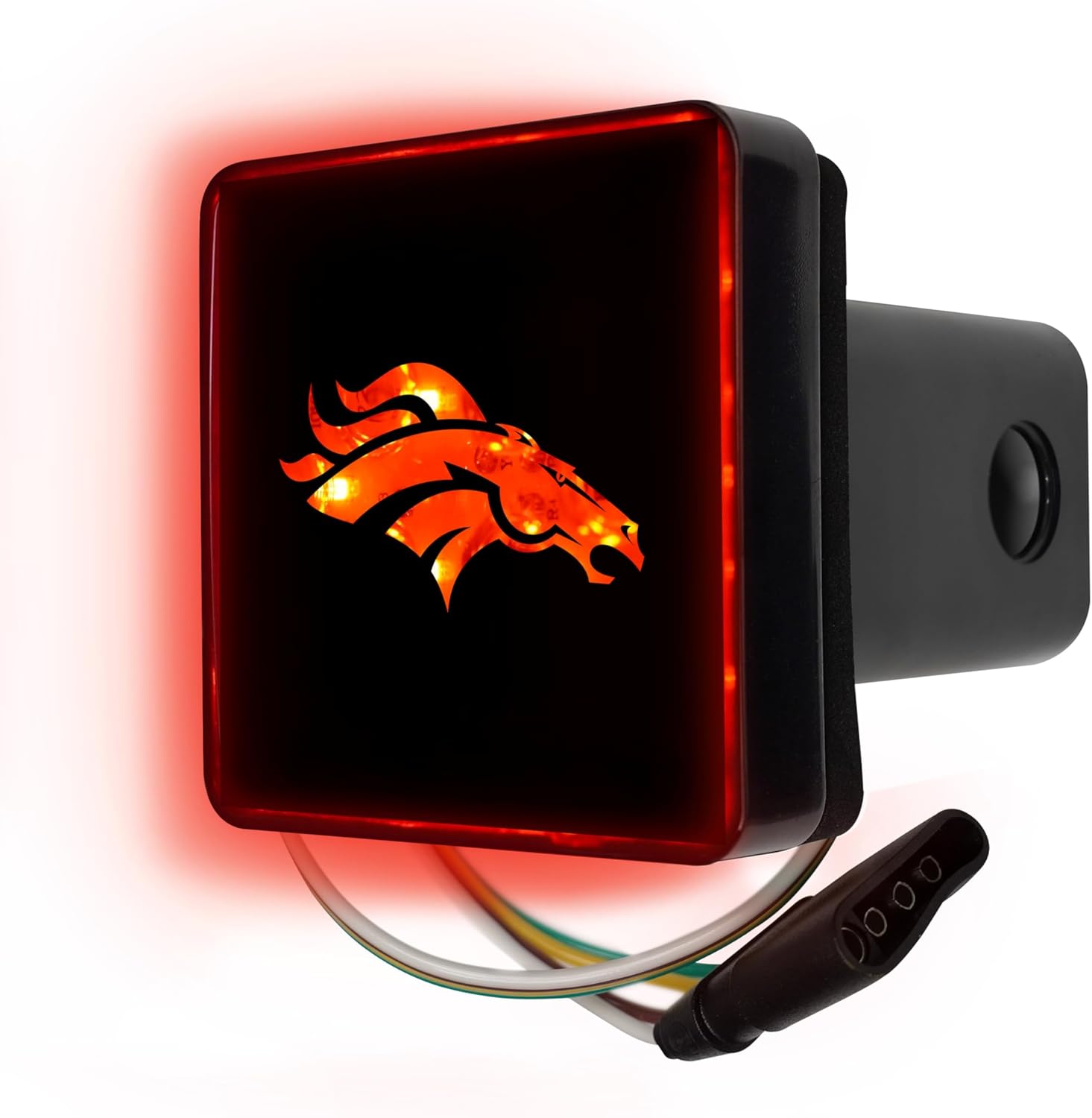 FANMATS NFL – Denver Broncos Light Up Hitch Cover | Black | Fits All 2 in. Class III hitches | Bronco Head Primary Logo FANMATS NFL – Denver Broncos Light Up Hitch Cover | Black | Fits All 2 in. Class III hitches | Bronco Head Primary Logo