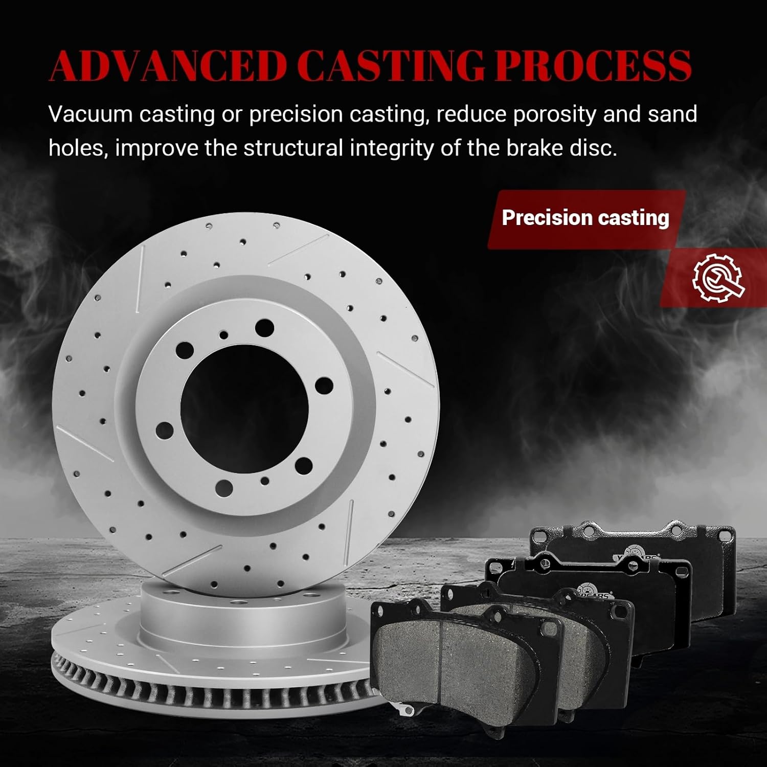 Ceramic Front Brakes Pad and Rotors Drilled Slotted Vented Replacement Disc Brake Kits for Toyota 4Runner 2010-2020, for Lexus Gx460 2010 2011 2012 2013 2014 2015 2016 2017 2018 2019