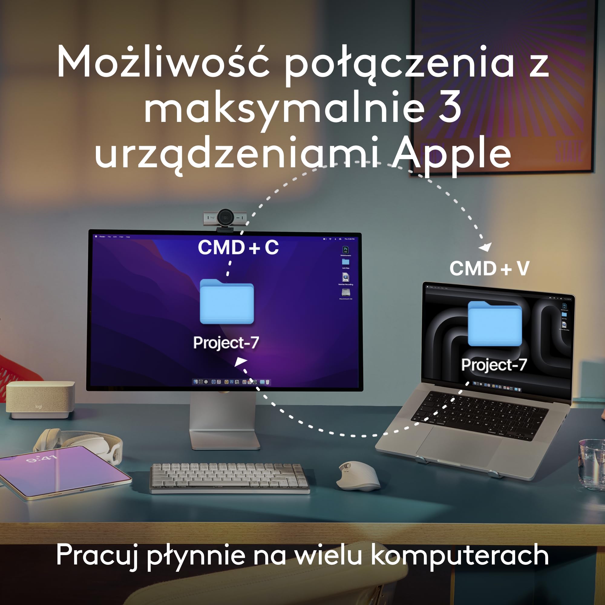 Logitech MX Anywhere 3S for Mac, kompaktowa bezprzewodowa mysz Bluetooth, sensor 8K DPI działający na każdej powierzchni,ciche kliknięcia,USB C,mysz bezprzewodowa do MacBooka,iPada - Kosmiczna szarość