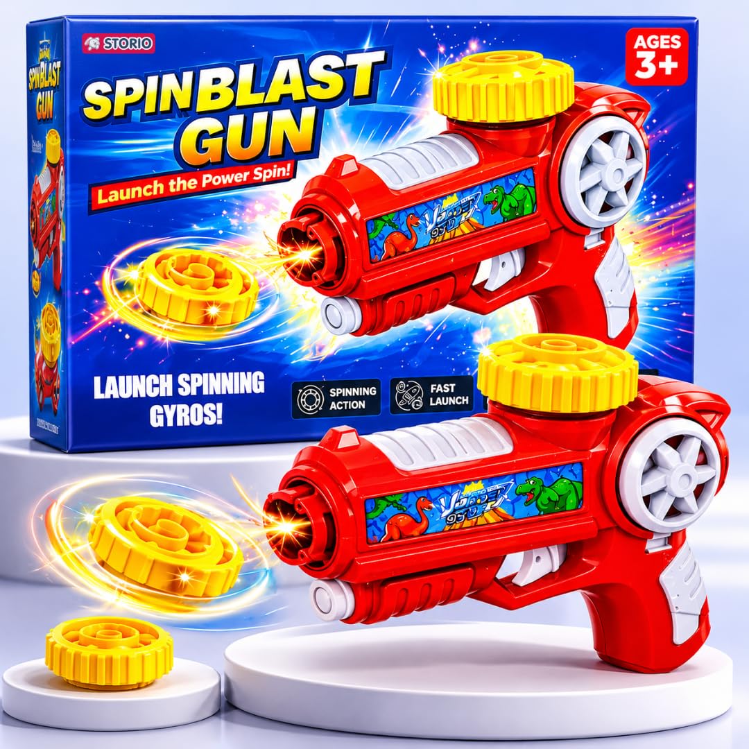 Storio Spin Blast Gun Toy for Kids, Spinning Top Launcher Gun with Gyro Tops, Flashing Lattoo Spinner Fidget Spinning Top Game, Indoor Outdoor Toy Gift for Boys Girls Age 3 4 5 6 7 8 Years-image-15