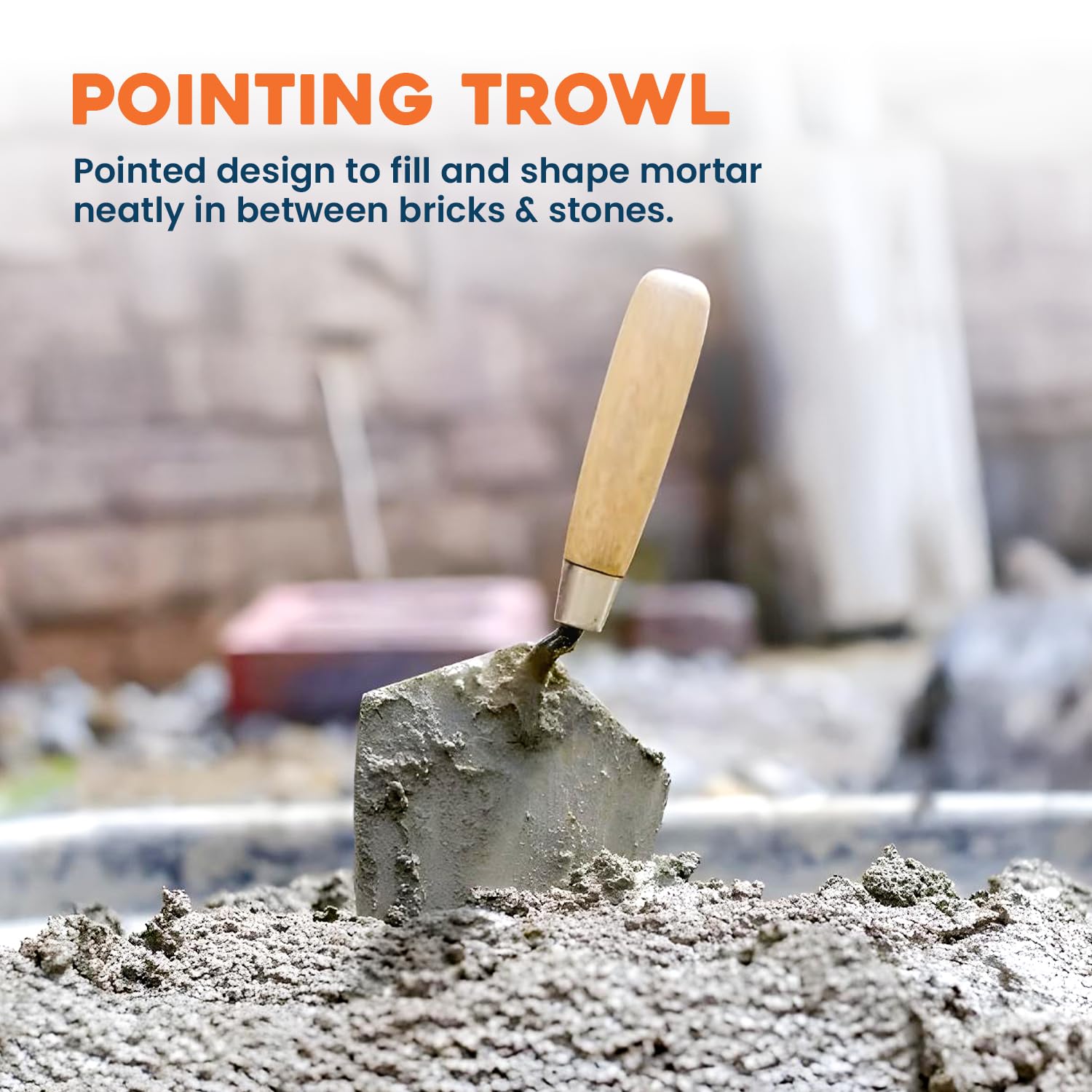 5" Bricklayers Trowel - Pointed Carbon Steel Blade with Wooden Handle - Ideal for Bricklaying Cement Spreading & Masonry Work - Image 3