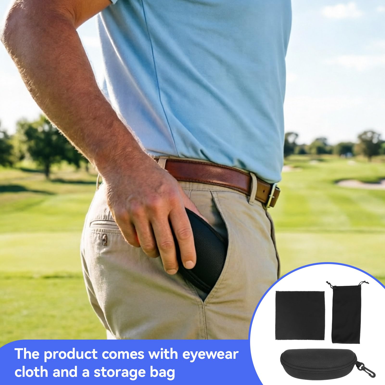 HERCHR Gafas localizadoras de pelotas de golf con lentes azules y bolsa de almacenamiento