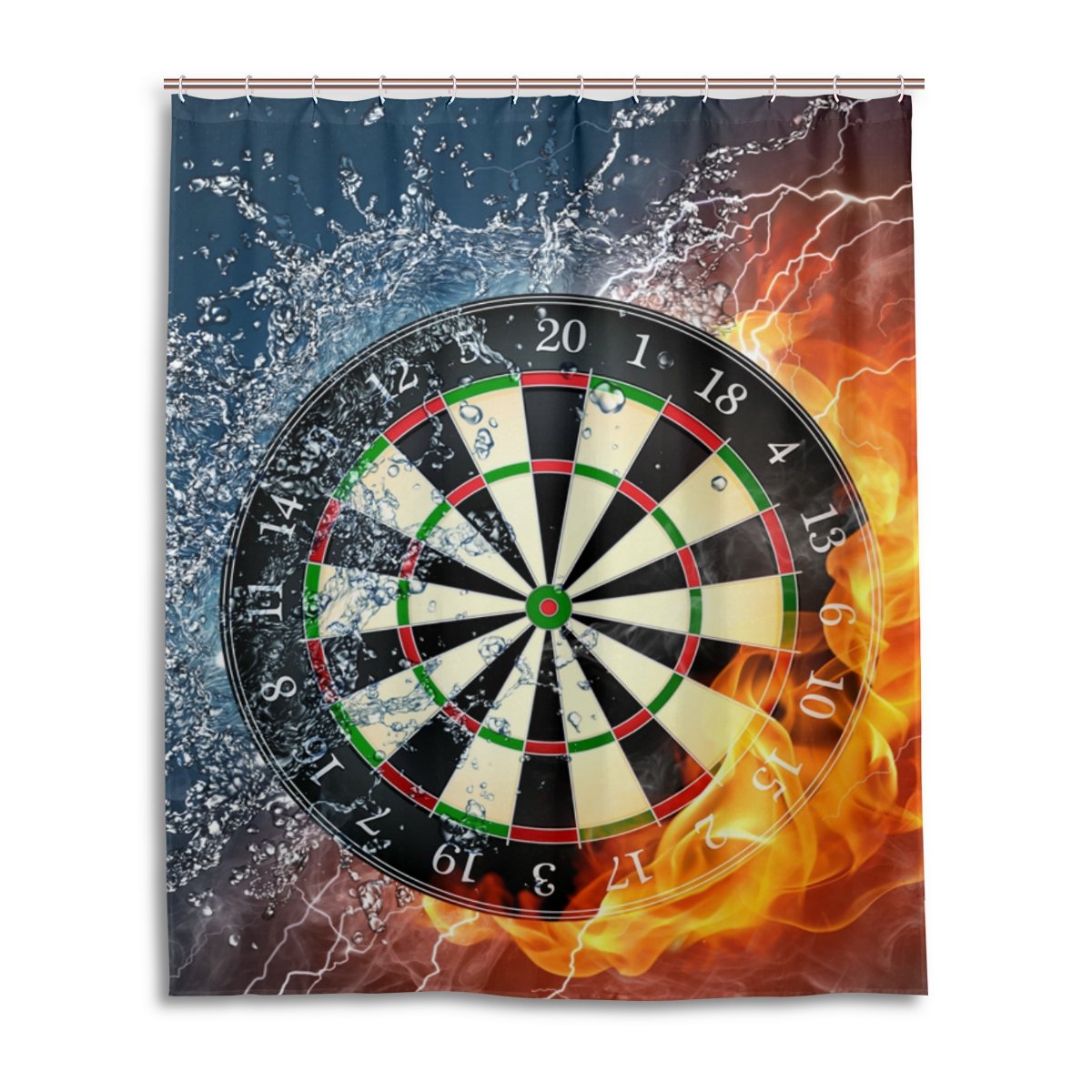 LIANCHENYIDarts On Fire Water Waterproof Bath Curtain 100% Polyester Fabric Home Decorative Bathroom Shower Curtain 60 x 72 inch
