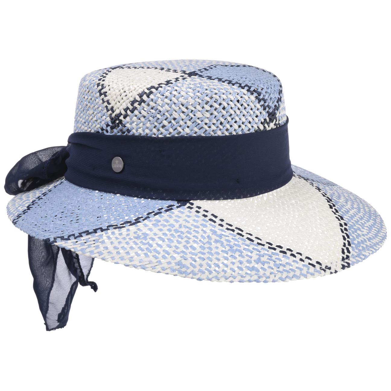 Lierys Sombrero de Paja con Banda Tela Mujer - Made in Italy Sol Verano Playa Primavera/Verano