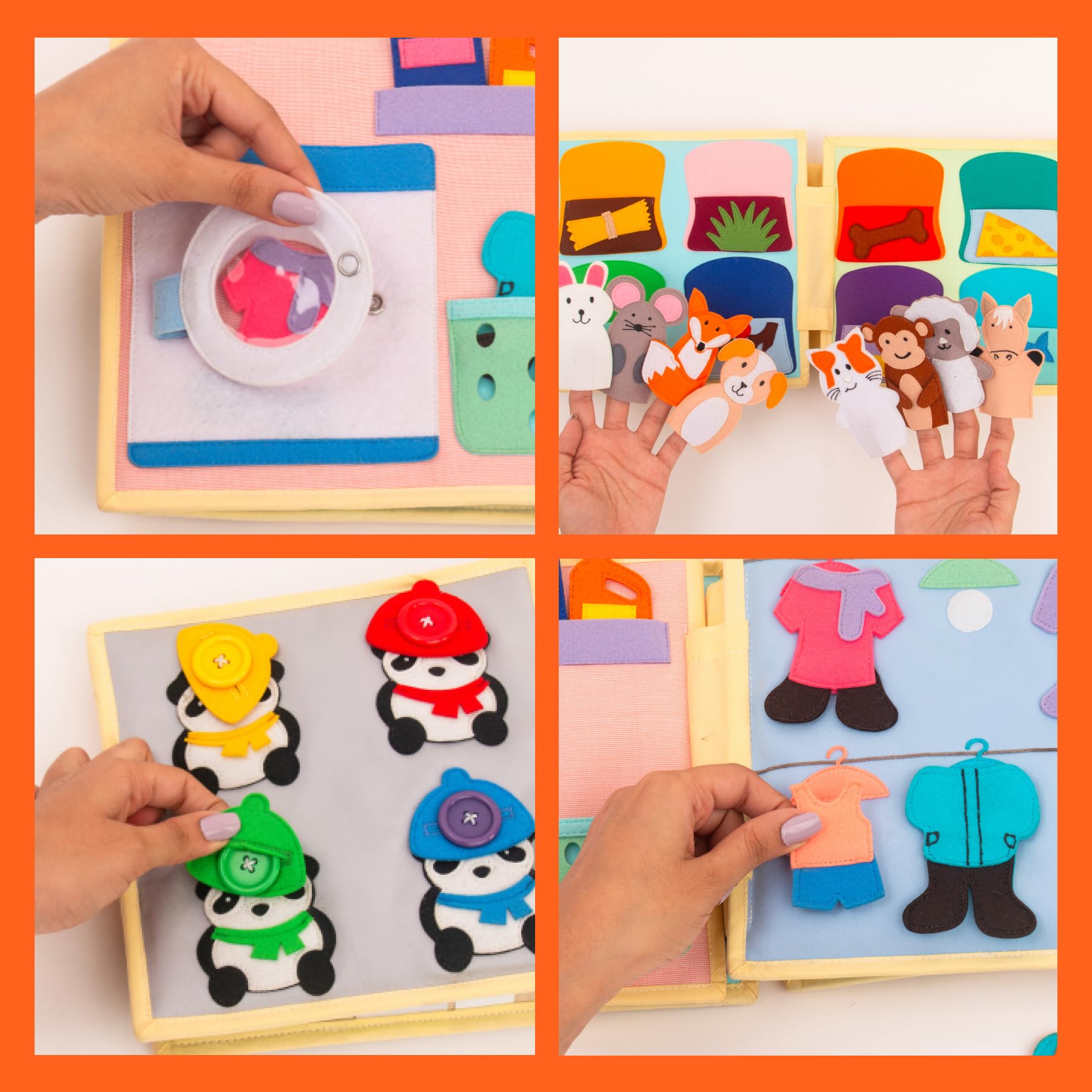Jolly Designs – Mein erstes Fahrrad - 6 Seiten Quiet Book – Montessori Spielzeug ab 18 Monaten – Motorik & Sensorik fördern – Handgefertigtes Filzbuch – Lernspielzeug für Kleinkinder – Busy Book