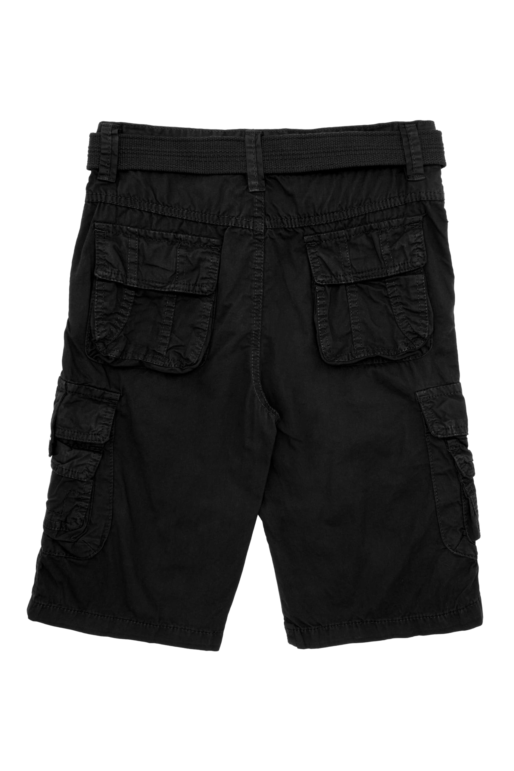Raw X Boys Cargo Shorts 8-18 | 100% Cotton Belted Twill Boys, Teen and Youth Cargo Short |, 19023 - Black, 16