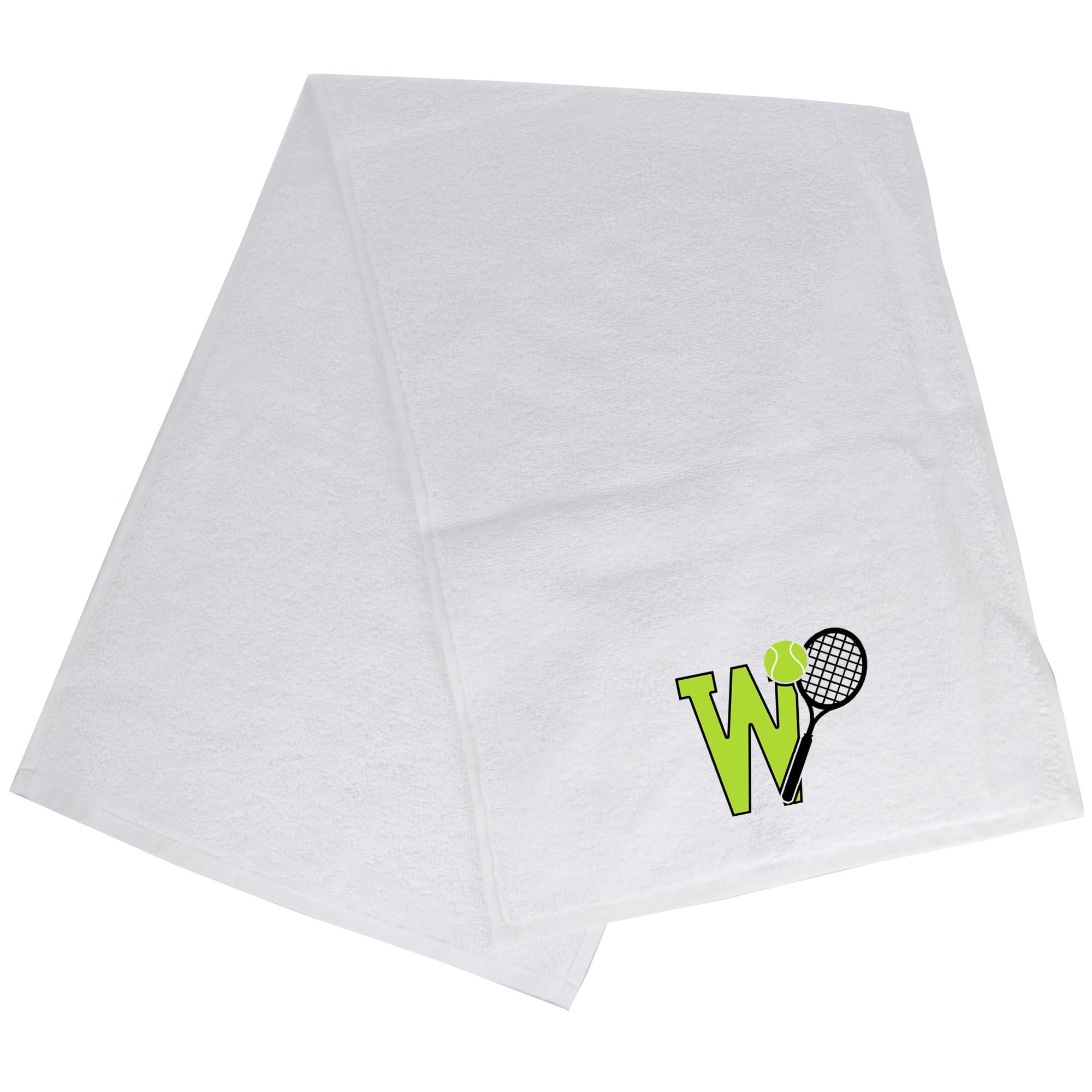 Always Looking Good Tennis Towel with Monogrammed Embroidery Initial Gift for Men & Women, Training Accessory Gift, Gym Towel Present for Tennis Players Birthday, Retirement, Christmas - White, W