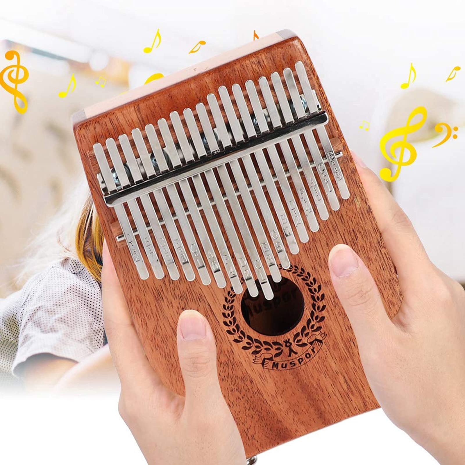 Kalimba, Instrument de Musique Adulte Piano à Pouce 17 Touches Instrument de Musique Portable, Cadeaux pour Enfants et Adultes Débutants Kalimba Thumb Piano