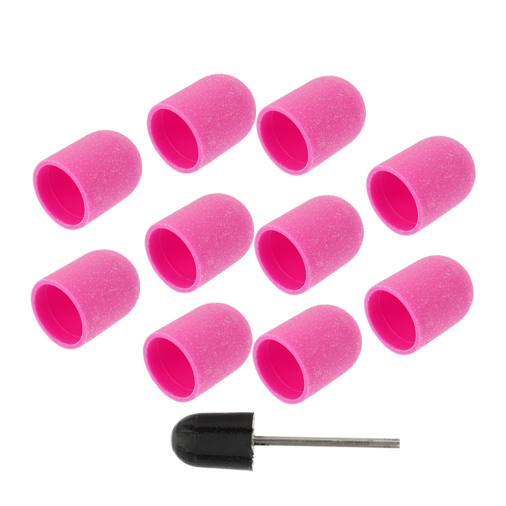 VICASKY 10pcs Manicure Sand Cap Nail Drill Bit Caps Fine Grit Sanding Bands for Nail Art