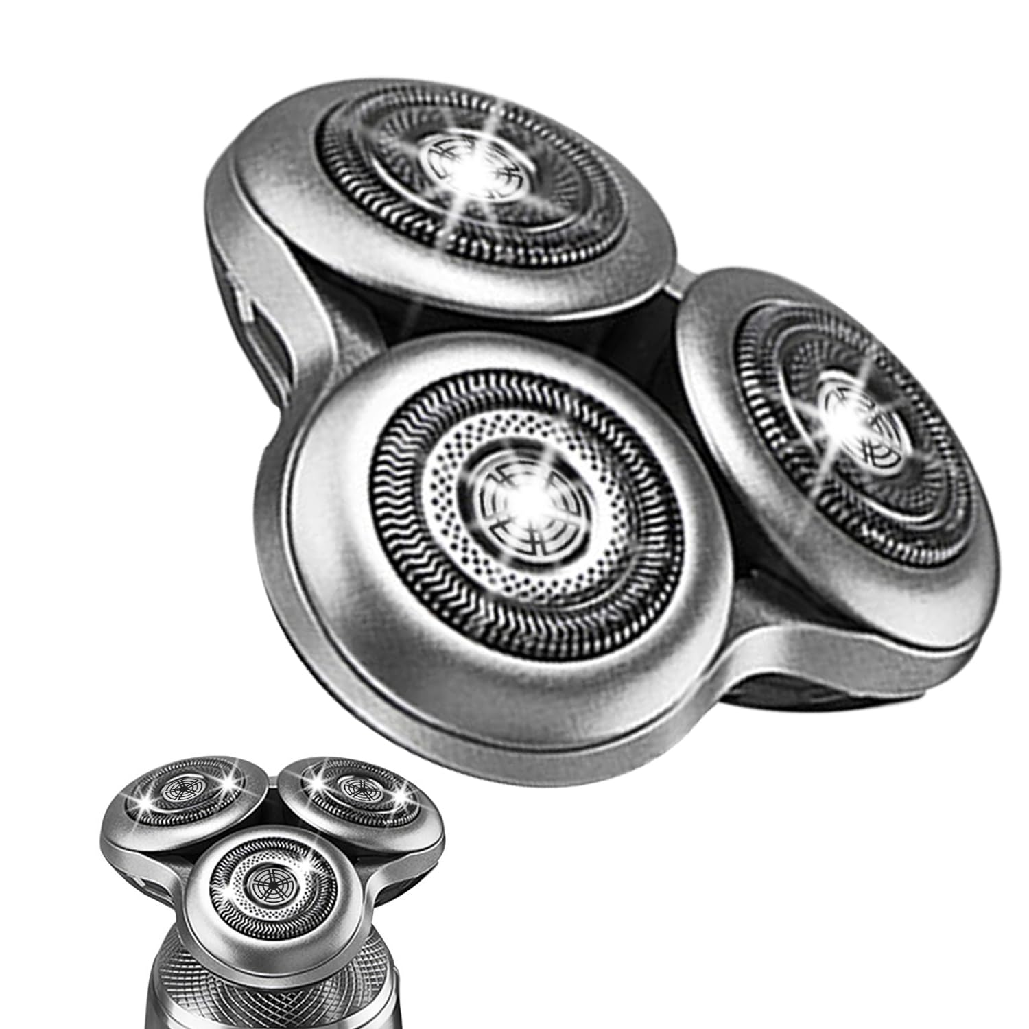 SH98 Replacement Heads for Shavers Series 9000,Wet/Dry Use, Dual Stainless Steel Blades, for men.