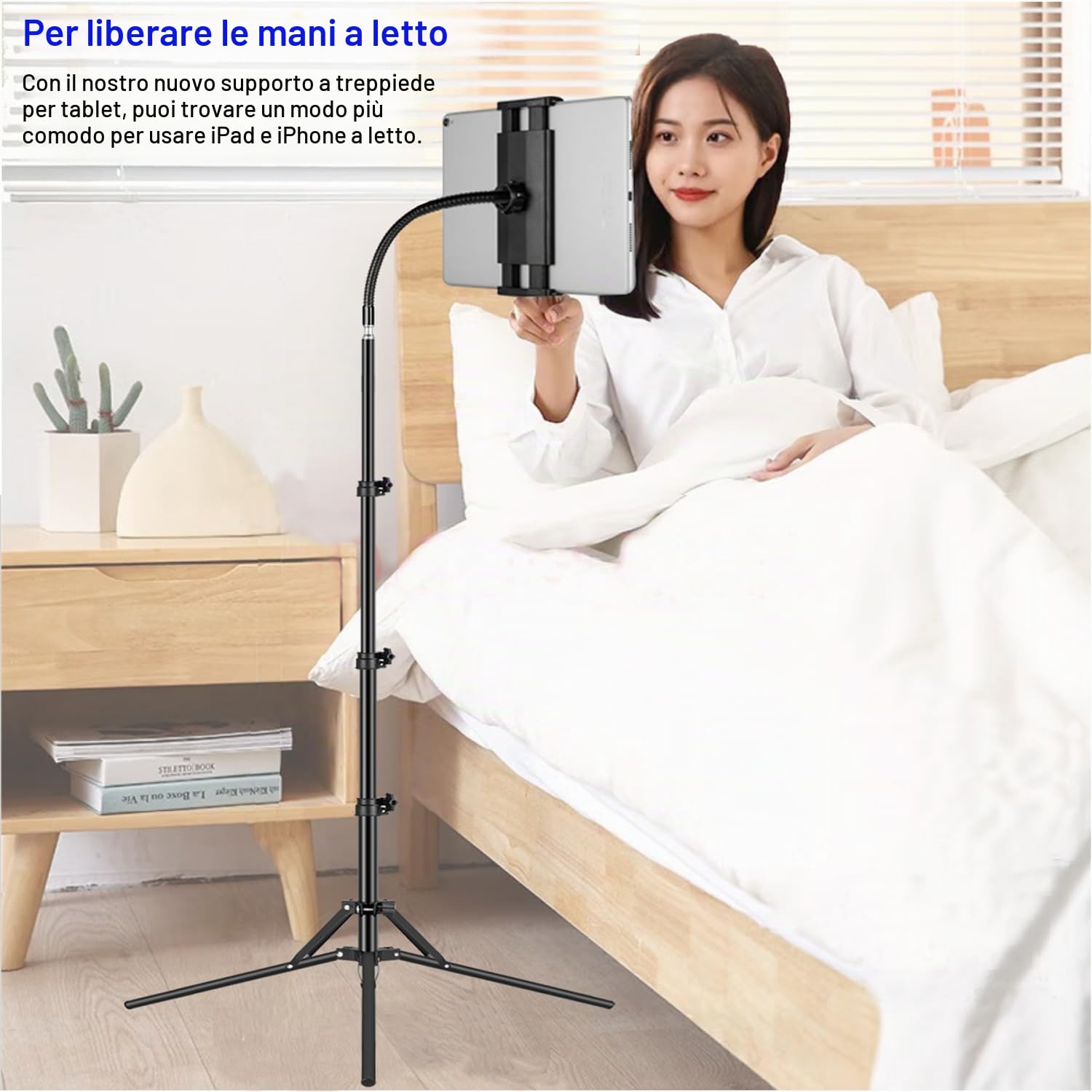 Regolabile in altezza Supporto per Tablet 67" per iPad Air Mini 6-5-4-3-2 iPad Pro 9.7 10.5 12.9 iPhone Smartphone 4.5-12.9 Pollici