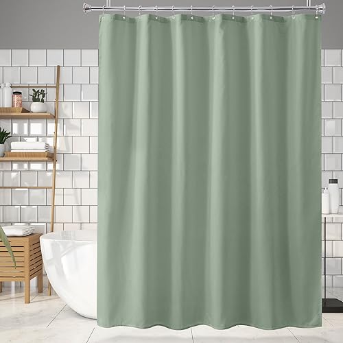 Miniatura 2 de Amazer Forro de ducha verde salvia, impermeable, suave tela de cortina de ducha verde salvia con piedras pesadas, cortina de ducha lavable y forro 2