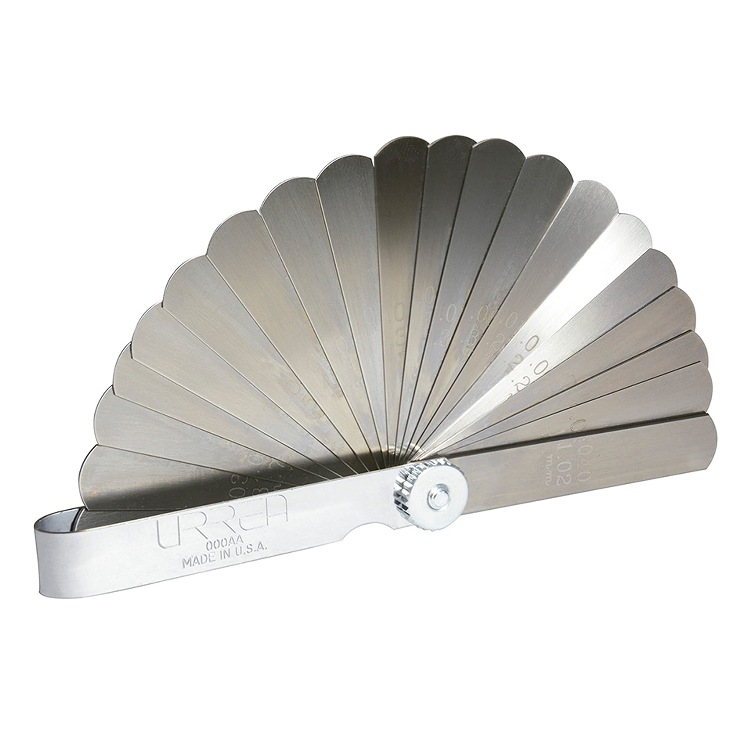 URREA Feeler Guage Set - 25-Blade (0.0015-0.040) Measuring Tool with Stainless Steel Construction & Compact Folding Design - 000AA
