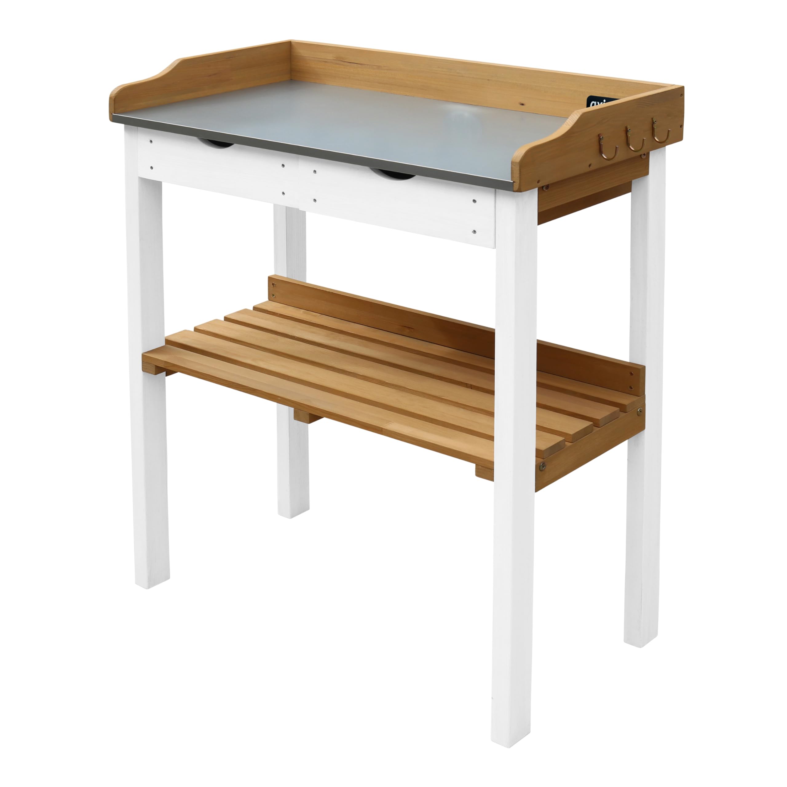 Table de rempotage AXI en bois marron et blanc avec 2 tiroirs pour terrasse