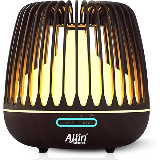 Allin Exporters 500ml Aromatherapy Diffuser with 7 Color Changing LED Lights 4 in 1 Ultrasonic Humidifier Essential Oil Cool Mist Aroma Timer for Home Baby Bedroom Office (1Pc)