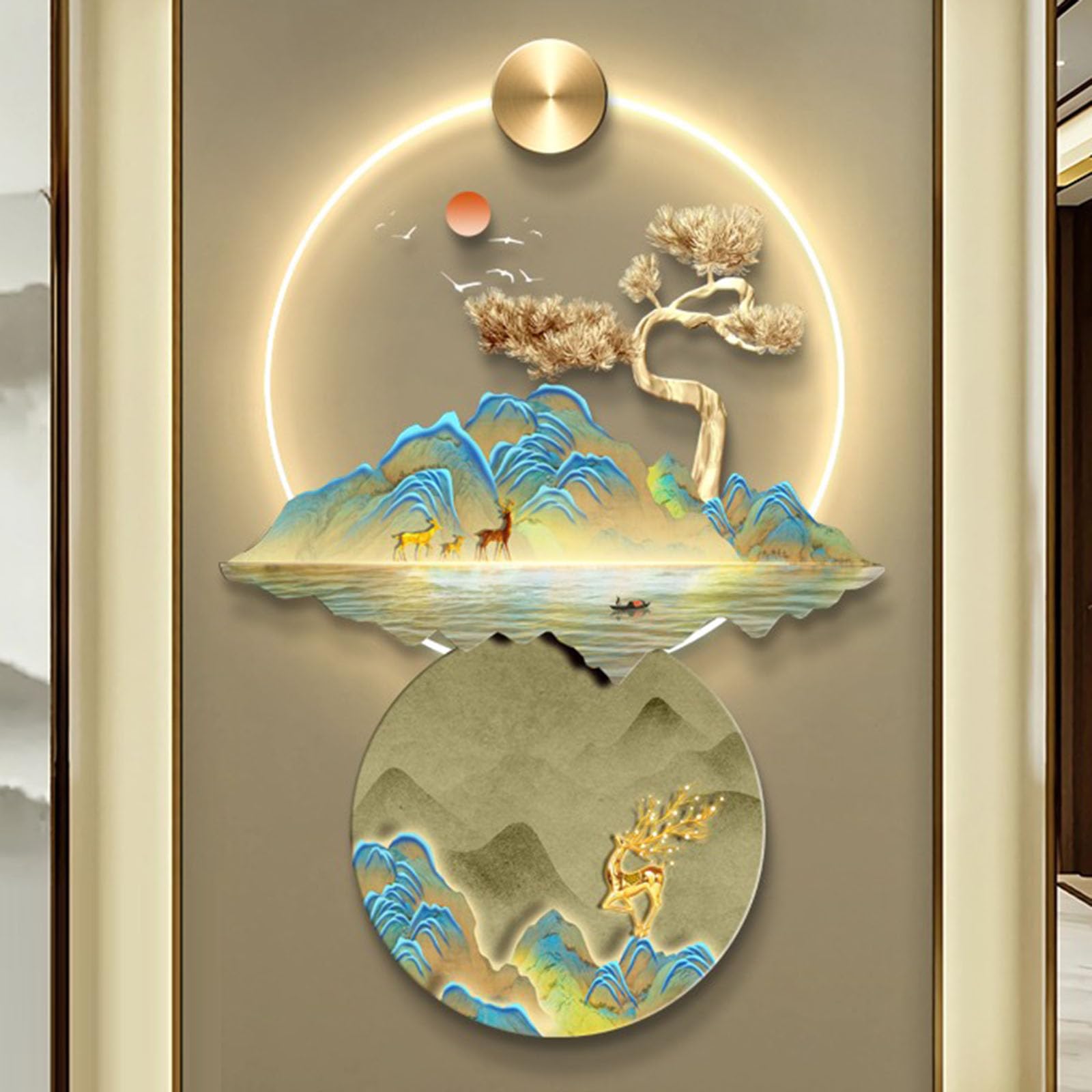 Granestner 3D Wall Sculpture Art, Oriental Traditional Chinese Hanging Painting, Nine Koi Fish Feng Shui Decor for Entrance Hallway