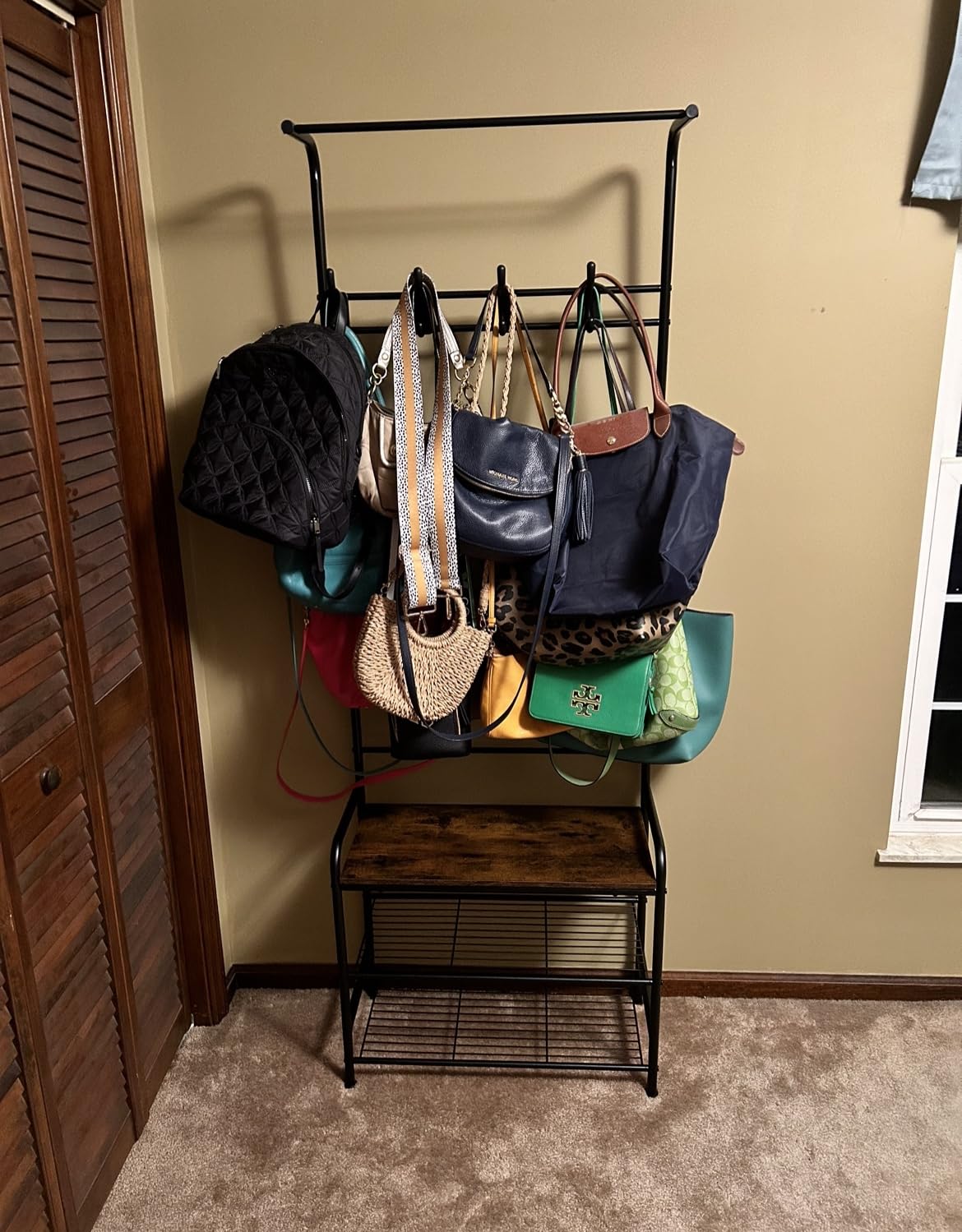 Narrow Hall Tree Storage Bench for Entryway, Coat Rack Shoe Bench, 4In1 Coat Rack with Bench 3