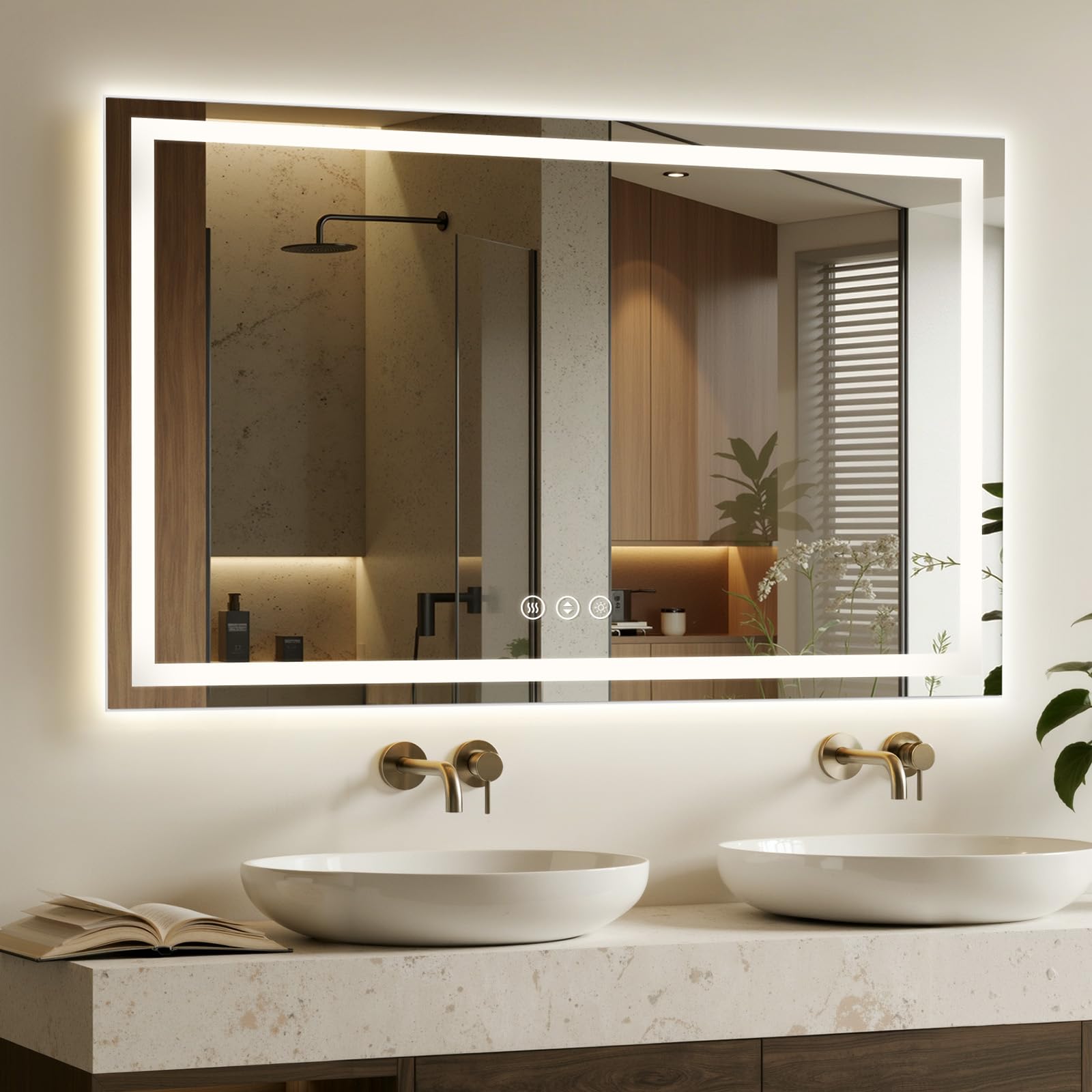 Photo 1 of 60x36 LED Bathroom Mirror with Anti-Fog, Backlit & Front Lit, Memory