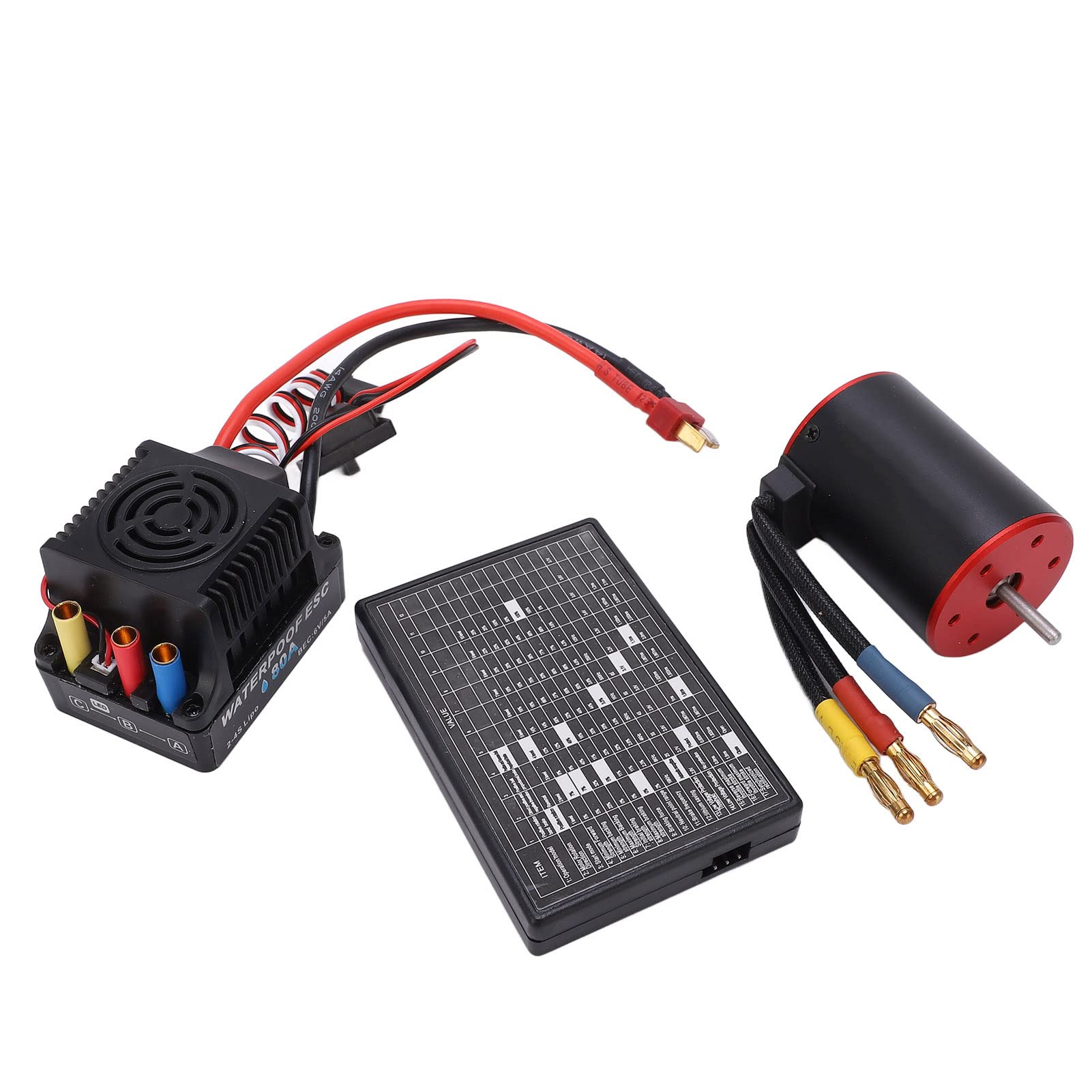 VGEBY Motor sin Escobillas para 1/8 1/10 RC Car, RC Brushless 80a ESC Kit con 3650 3100KV Tarjeta de Programación de Motor sin Escobillas Impermeable Accesorios De Modelos