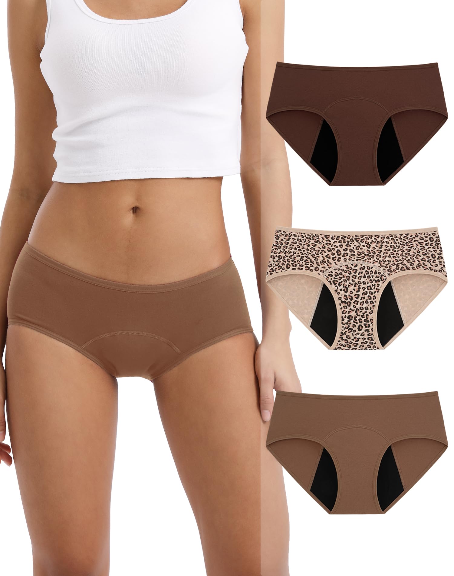 INNERSY Womens Period Underwear Hipster Postpartum Leakproof Protective Menstrual Panties Multipack