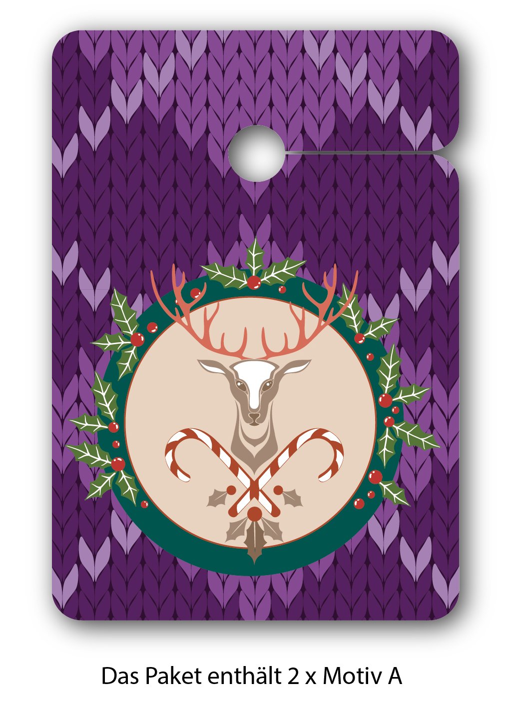 Designer Weihnachts Geschenk Anhänger | Papieranhänger | Geschenkkarten (64Stk) zu Weihnachten mit lustigen Hirschen auf Strickmuster