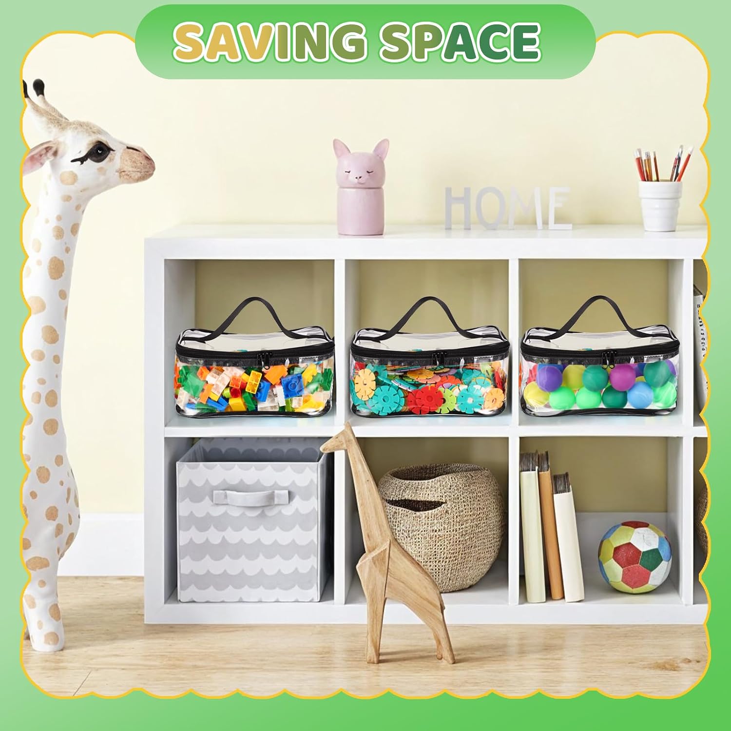 6 Pack Clear Toy Storage Bags, PVC Waterproof Toy Organizer, Black | Waterproof PVC, Transparent View, Reusable Zip Bags, Label Tags, for Blocks, Puzzles, Board Games, Travel and Home Storage thumbnail