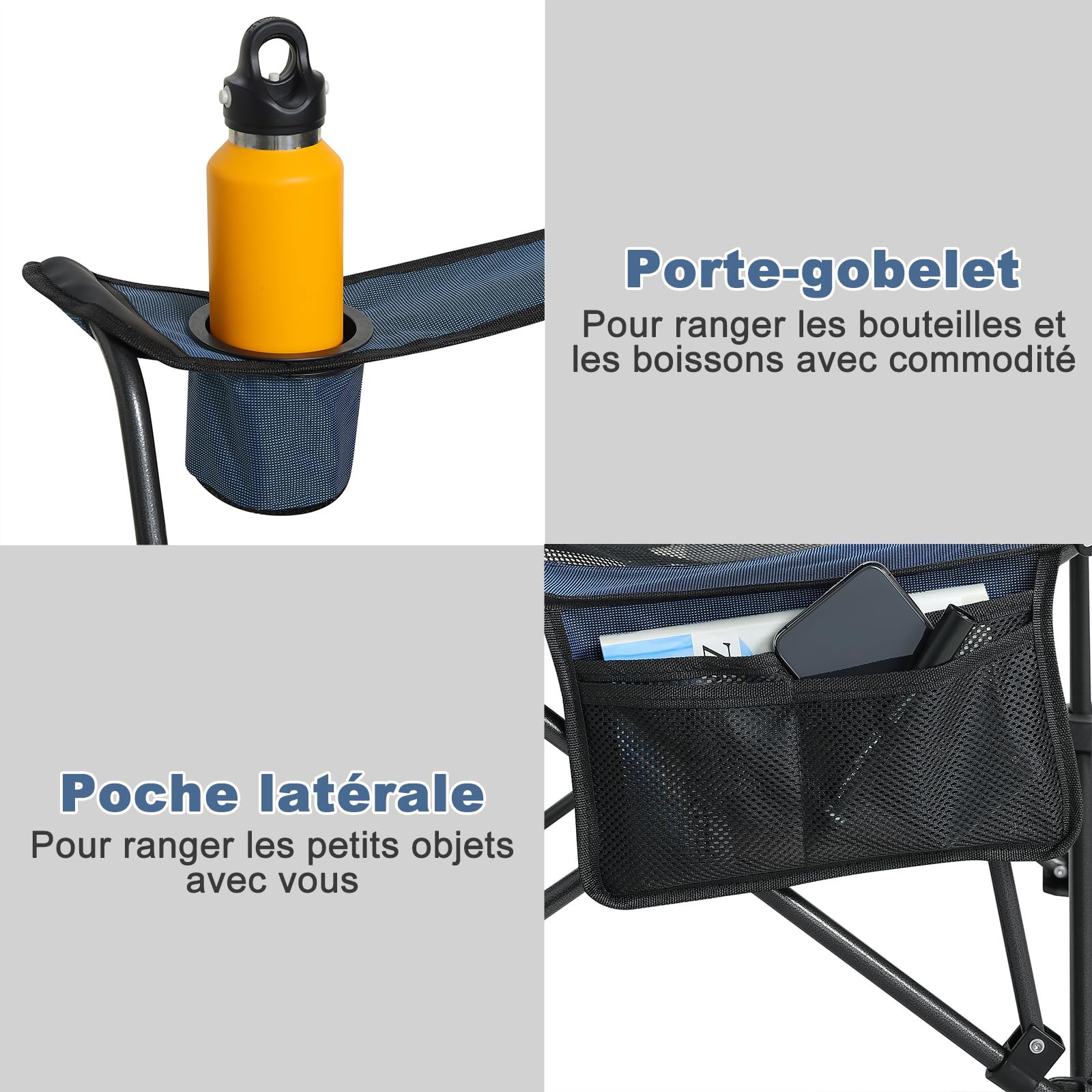 eSituro Chaise de Camping Pliante, Chaise de Pique-Nique Légère, Portable, Dossier Réglable à 2 Positions, pour Camping, Extérieur (1, Bleu)