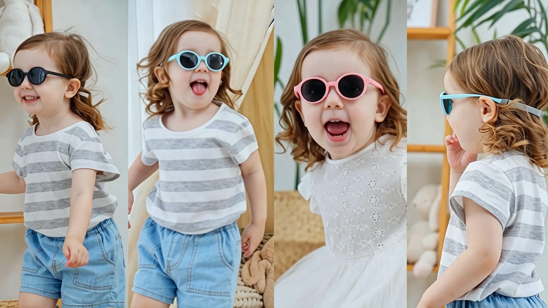 Mud Pie Cat Eye - Set di occhiali da sole e cinturino per bambina, colore: bianco