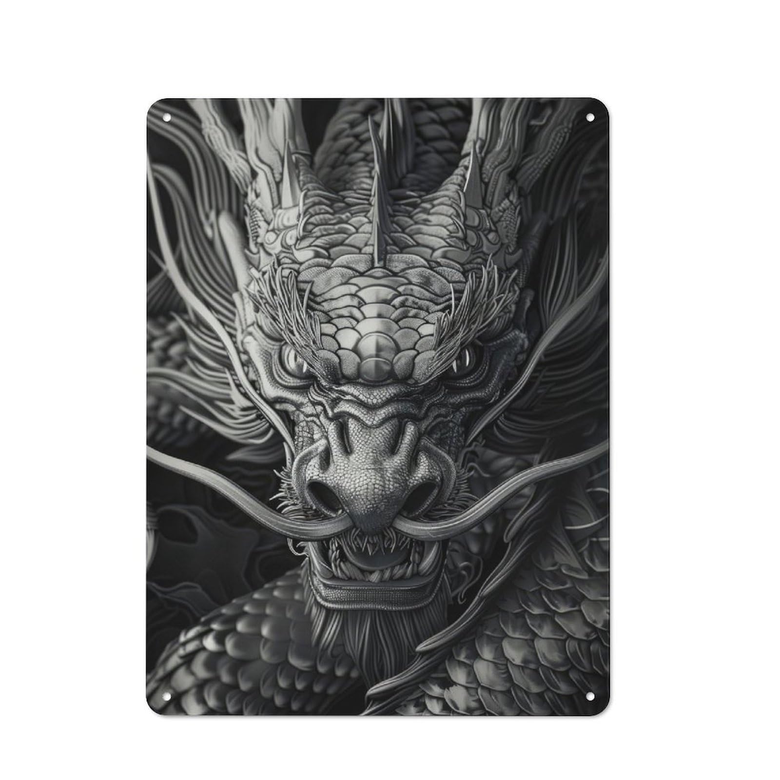 Junmoney Obsidian Chinese Dragon Vintage Tin Sign 40X30cm With For Garage Wall, Suited To People Furnishing A Garage