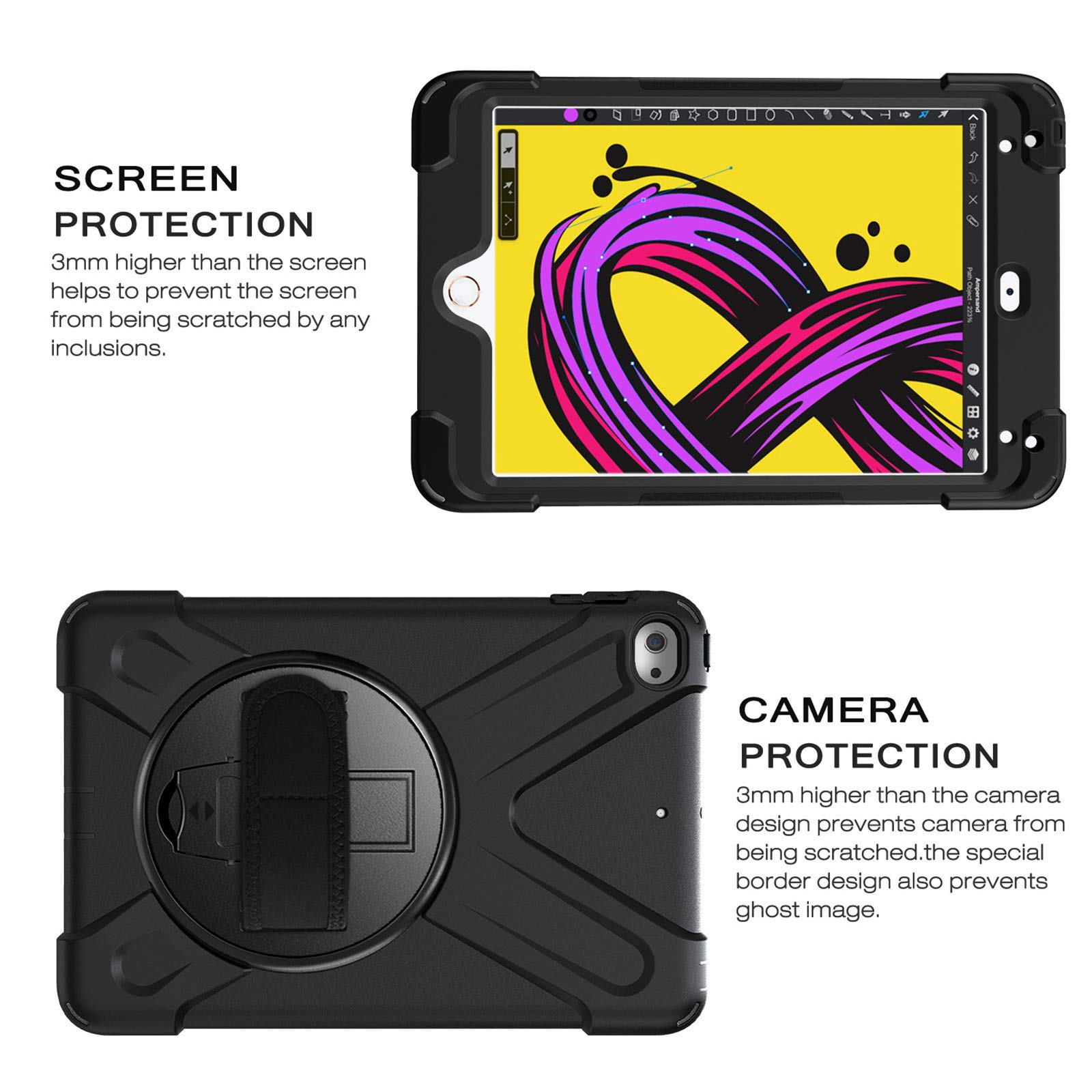 iPad mini 5 Case - Waterproof iPad mini 5/iPad mini 4 Full Body Bumper Case with Built in Screen Protector Drop Proof Anti Scratch Anti Shock Red Case Cover for iPad
