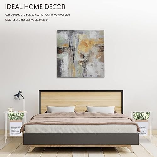 Miniatura 4 de POCREATION Mesa auxiliar acrílica de 2 niveles, ligera y resistente, con suficiente espacio de almacenamiento para sala de estar, dormitorio,