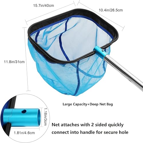 Miniatura 2 de SANLIKE Desnatador de piscina, red de piscina con poste de acero inoxidable de 6.8 pies, 5 secciones, redes de piscina para limpiar los mejores